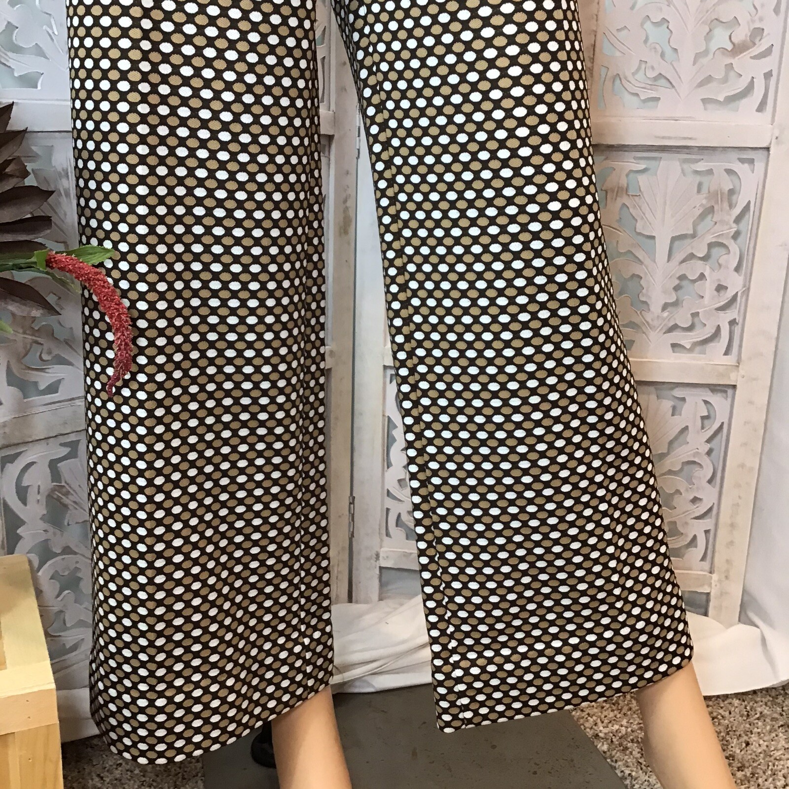 Shipmates Womens Vintage Brown Polkadot Stretch Pants Trousers Size M/L
