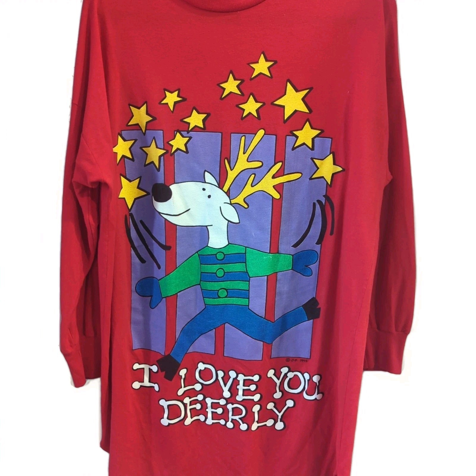 1994 VINTAGE. JF. Christmas Holiday I love you deerly. Sleep Shirt, Pajamas