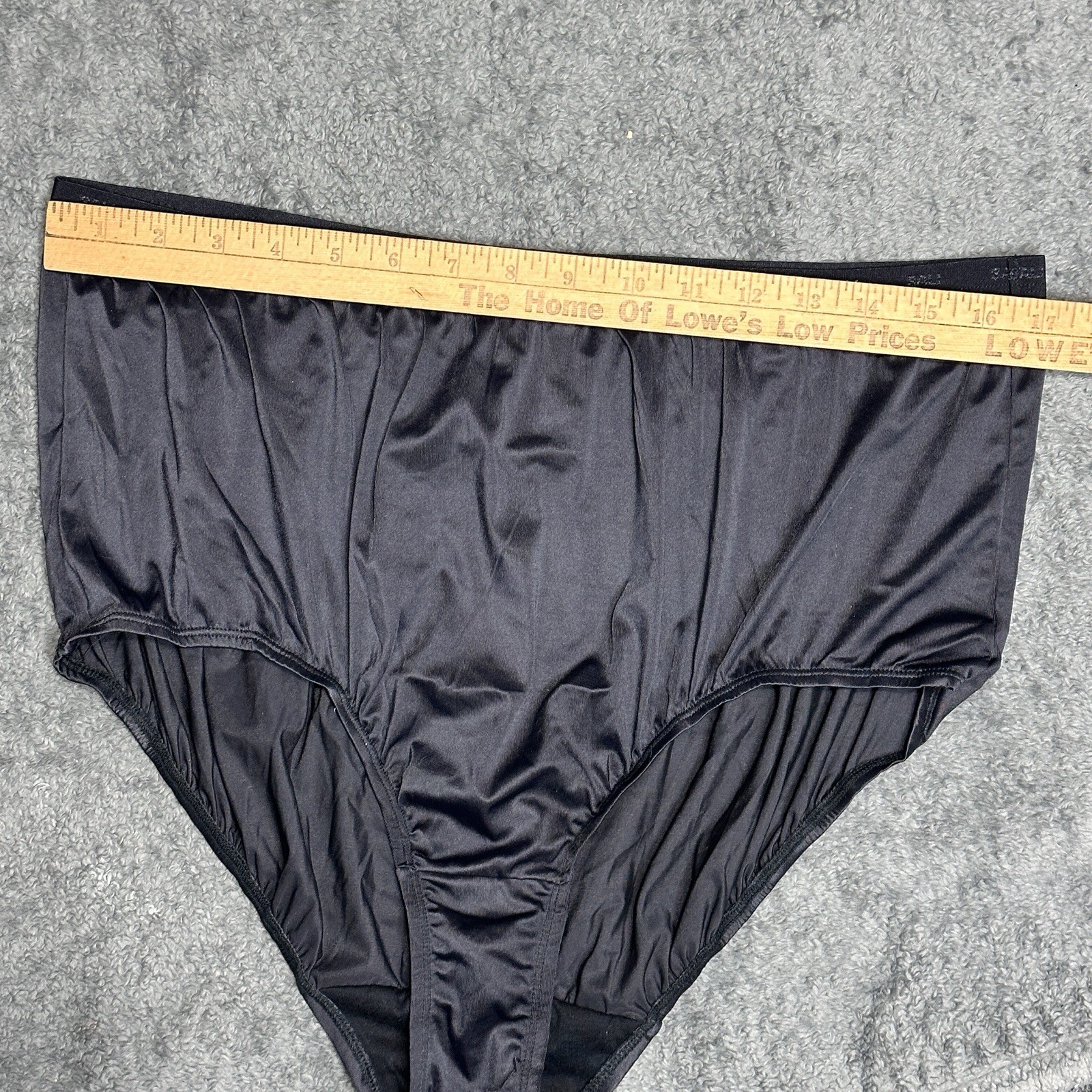 3 Pair Vintage Bali 24601 Black Nylon Satin Full Cut Brief Panties Size 13 High