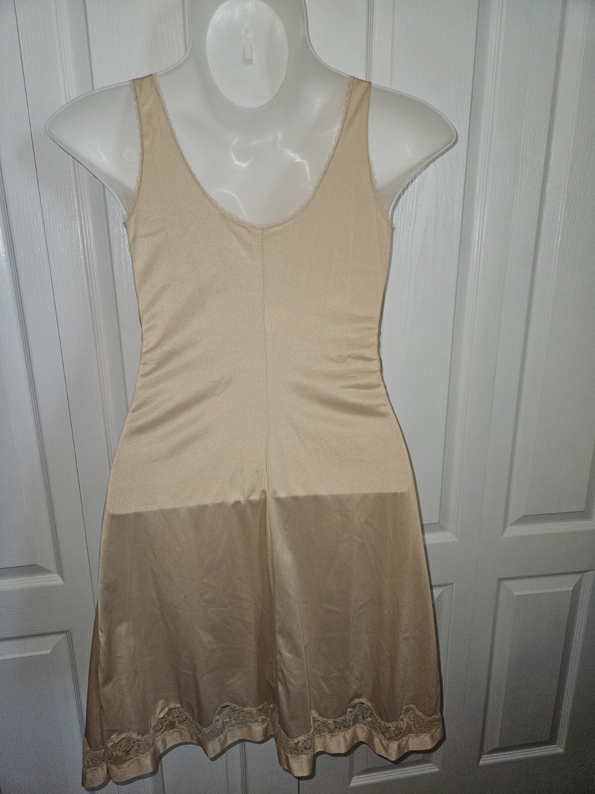 VALISERE Beige Full Length Vintage Slip Dress Size 14 USA Made In Paris France