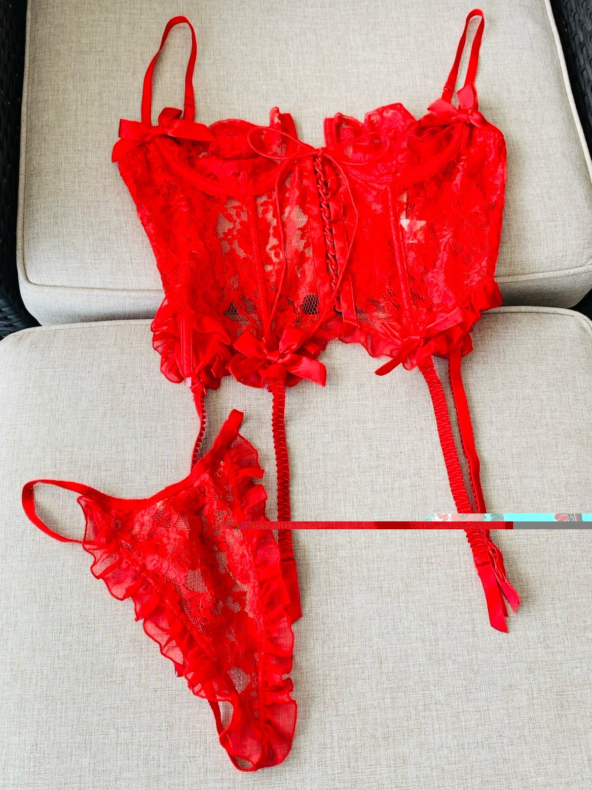 Vintage Y2K Victoria’s Secret Gold Label Red Sexy Bustier Corset Set 34B Small