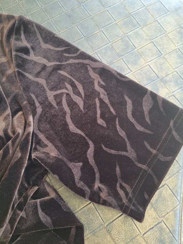 Vintage 90s Carole Little Chocolate Brown Velvet Maxi Dress 14 Animal Print Goth
