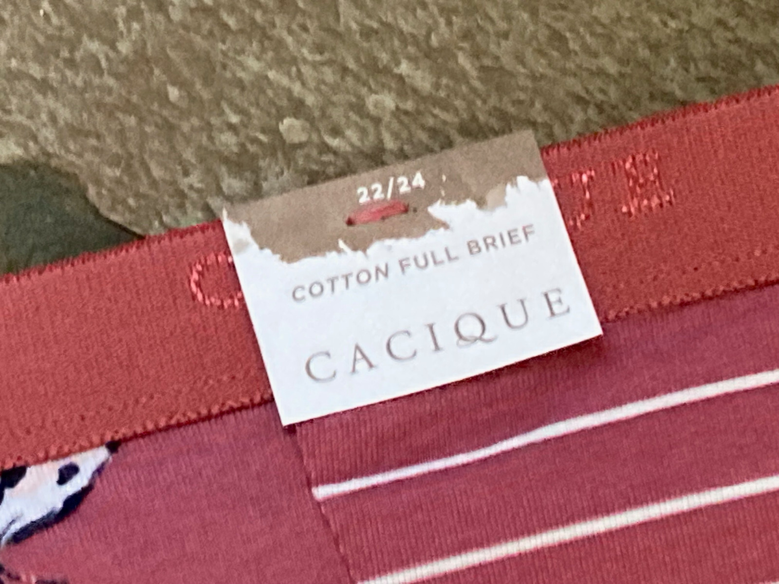 1123 CACIQUE 22/24 Butterflies & Stripes Mauve Cotton Full Brief Panty #321 NWT