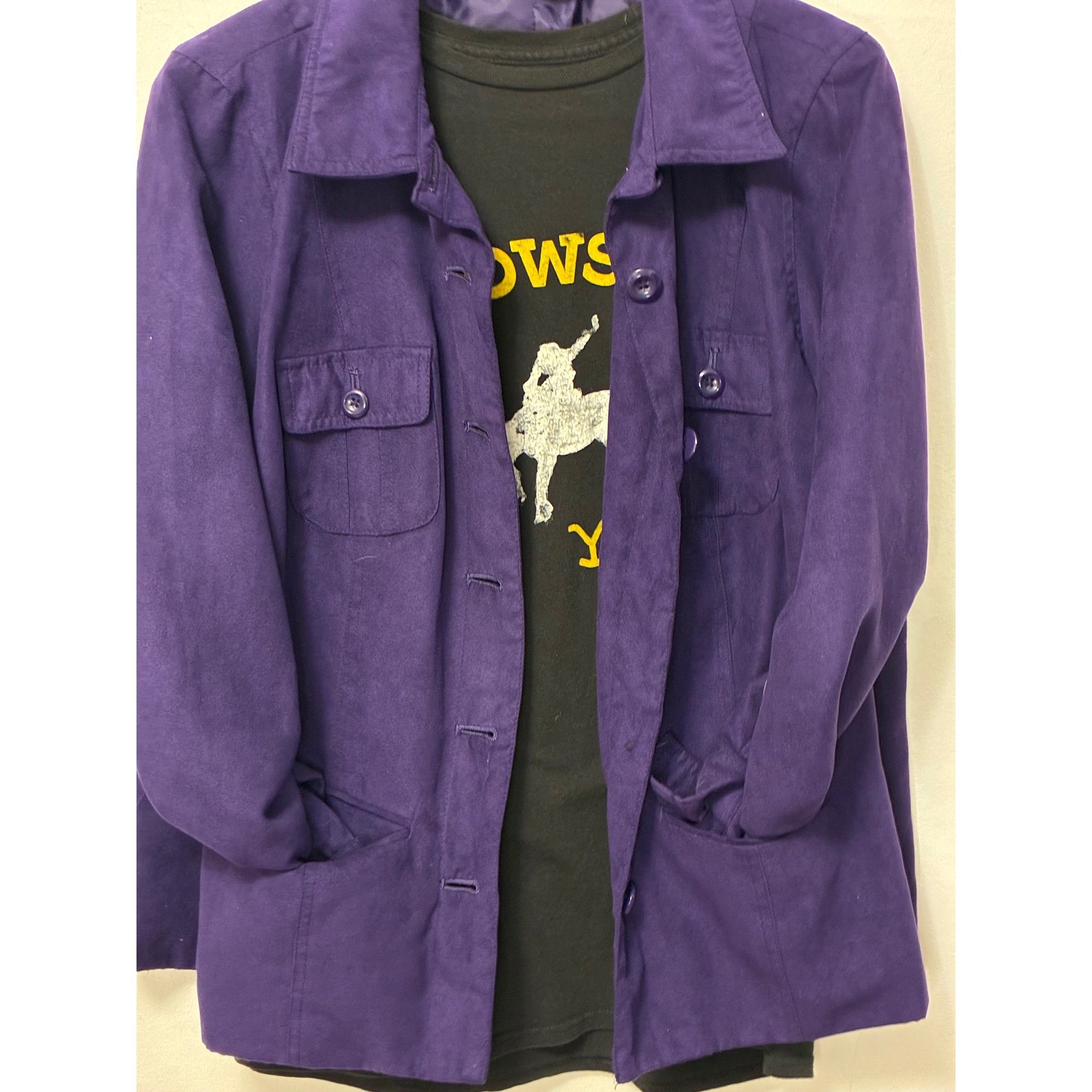 Studio Works Vintage Purple Ultra Suede Jacket Button Front Utility Blazer 16W