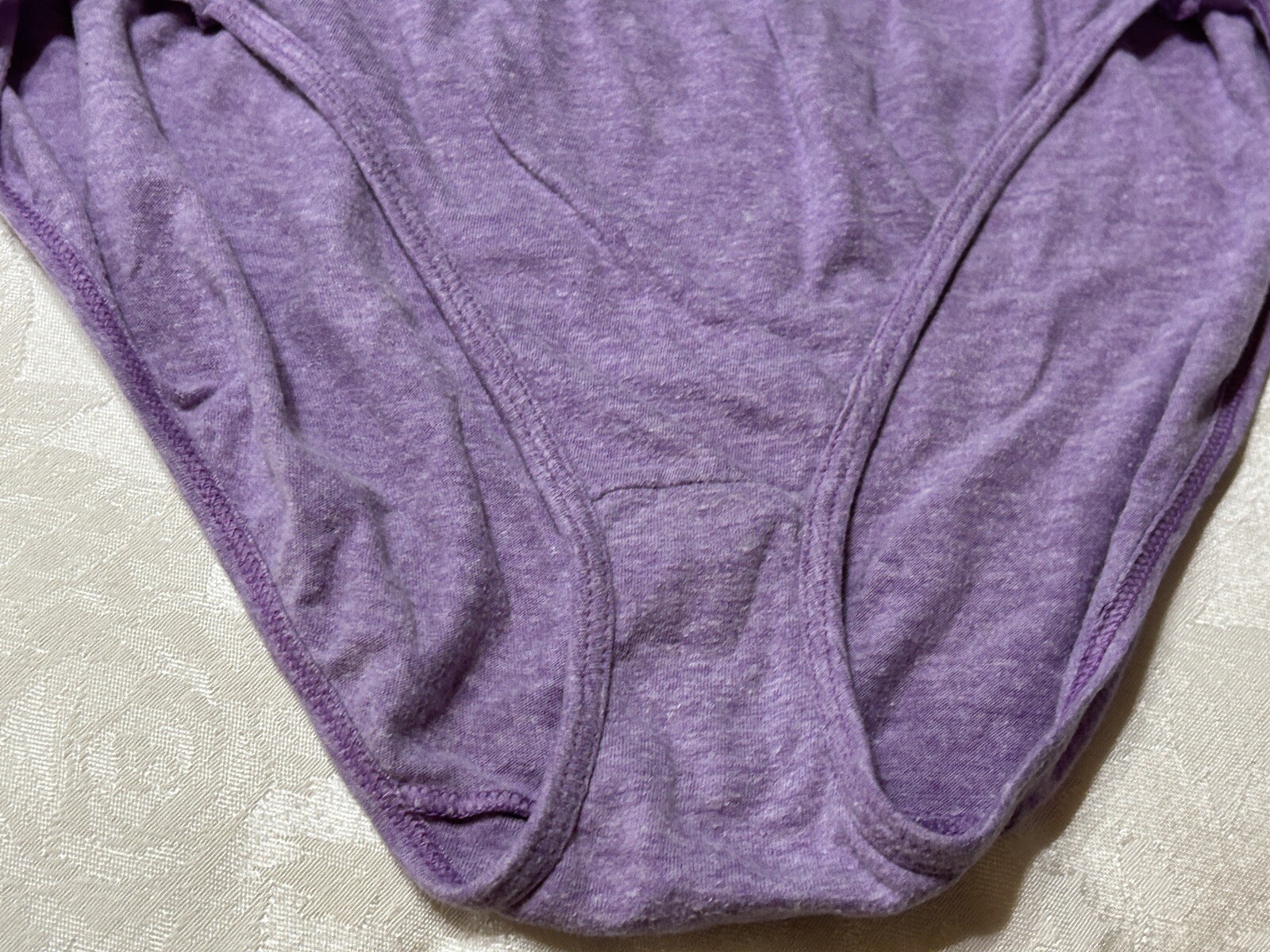 Vtg HANES Cotton Blend Signature Waistband Hi-Cut 8/XL Purple Heather Panties