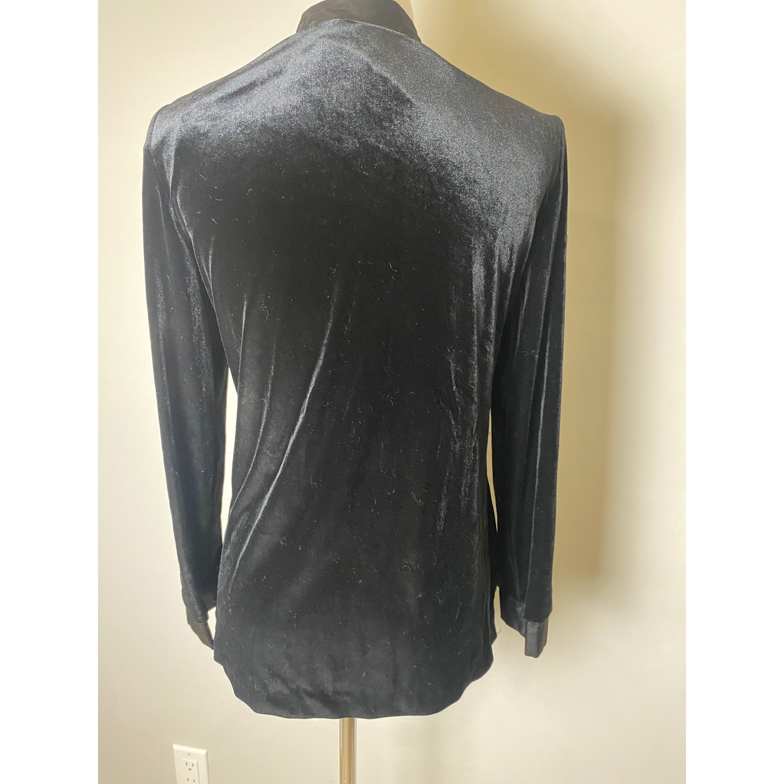 Whirlaway Frocks Vintage 90s Black Velvet Frog Closure Mandarin Top Sz 8P Asian