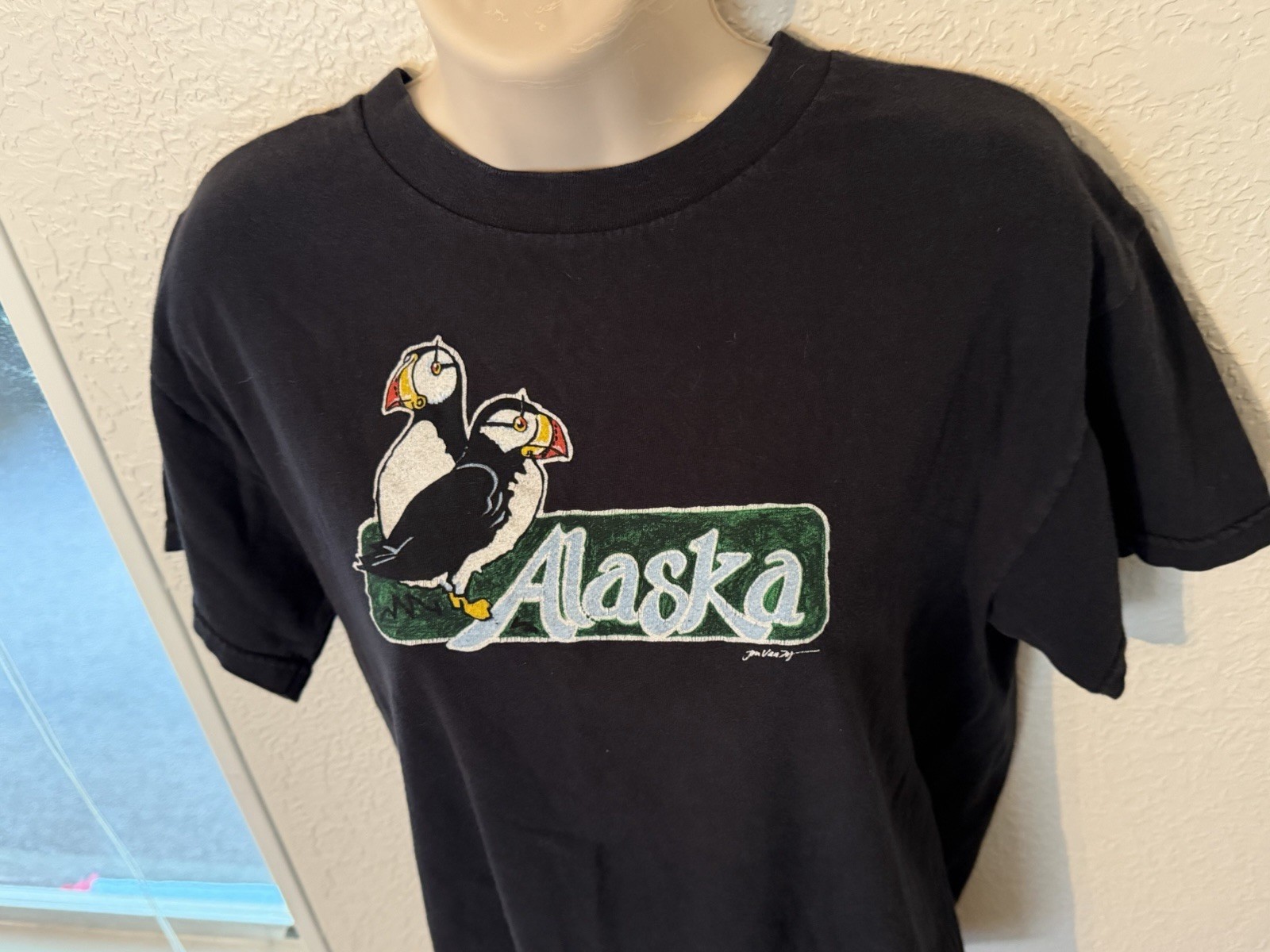 Vintage 90s Alaska Puffin T Shirt Womens Unisex M Delta Pro Weight Jon Van Zyle