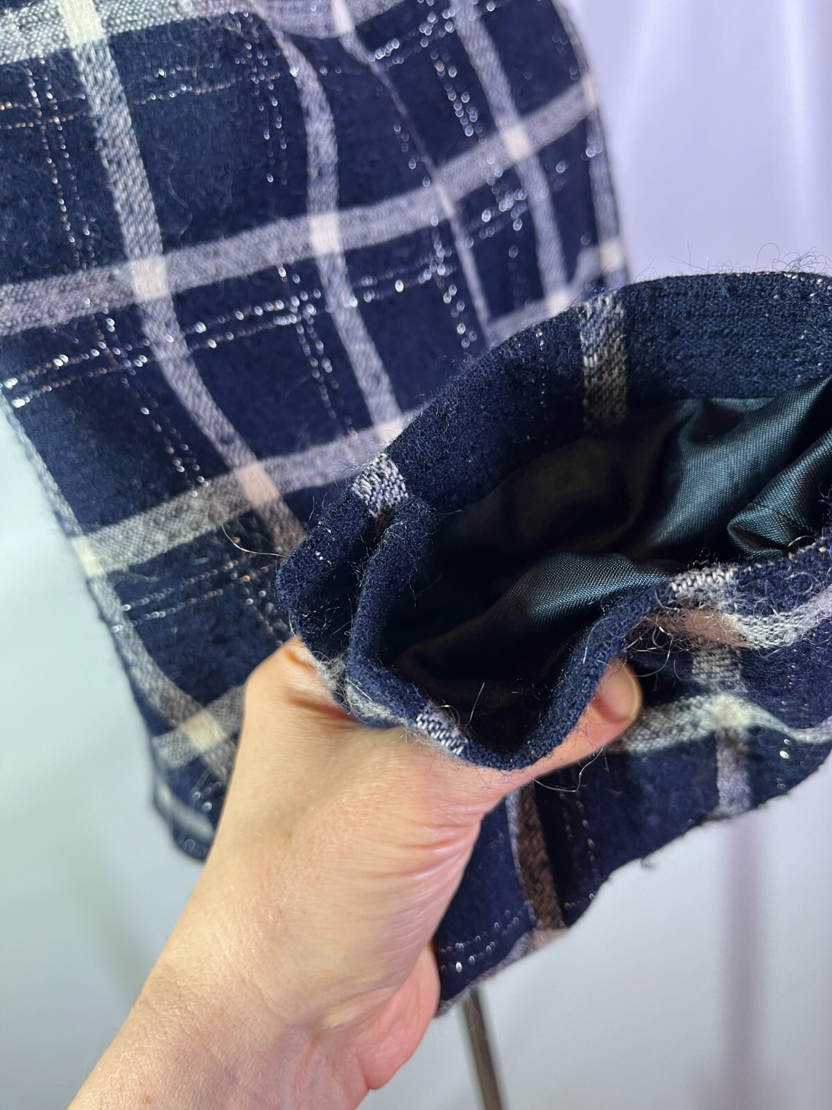 Vintage Pendleton Size 10 Button-Front Plaid Wool Jacket Blue Silver