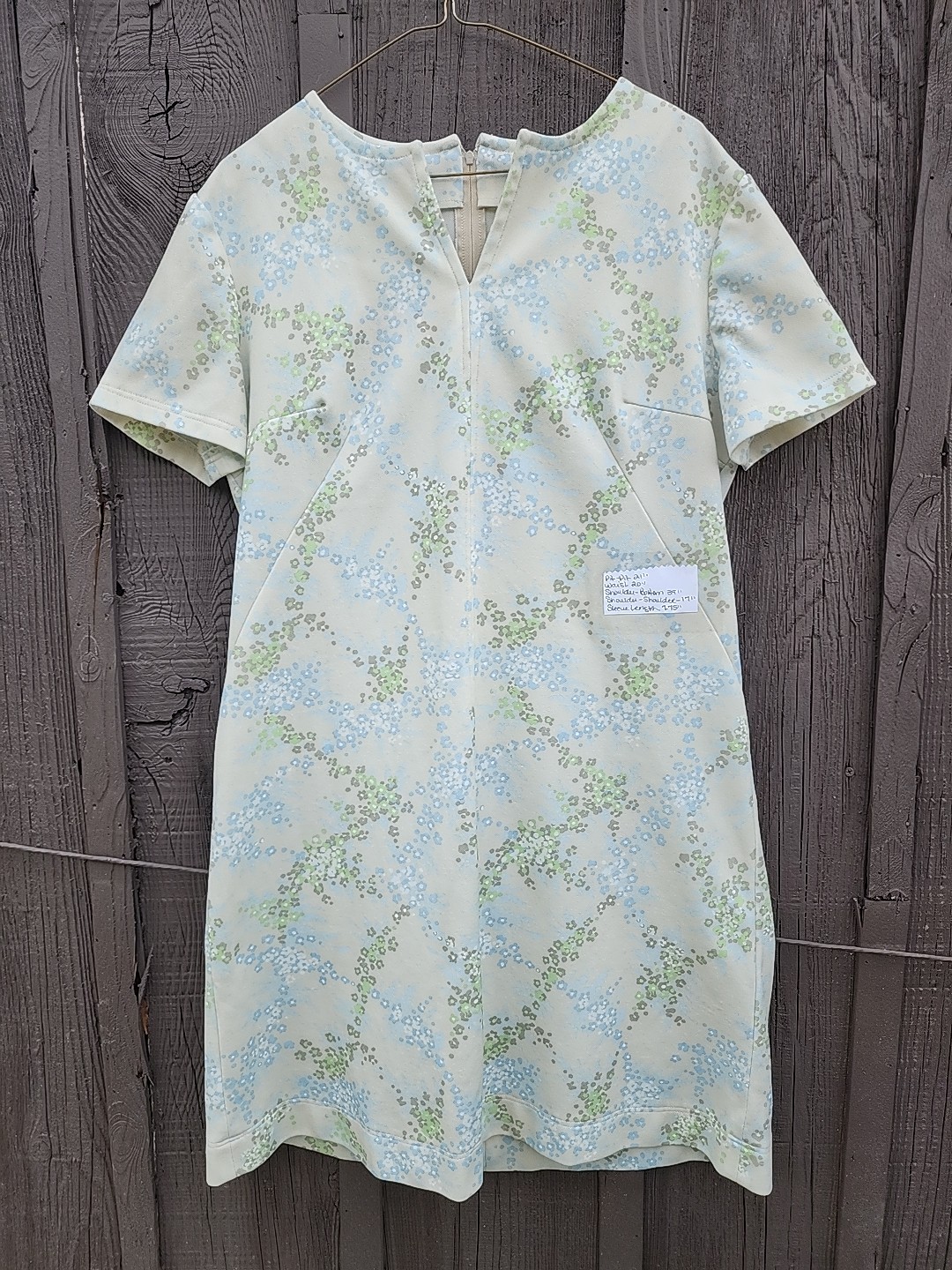 Vtg 70s Handmade Floral Print Double Knit Polyester Dress Womens XL-1X