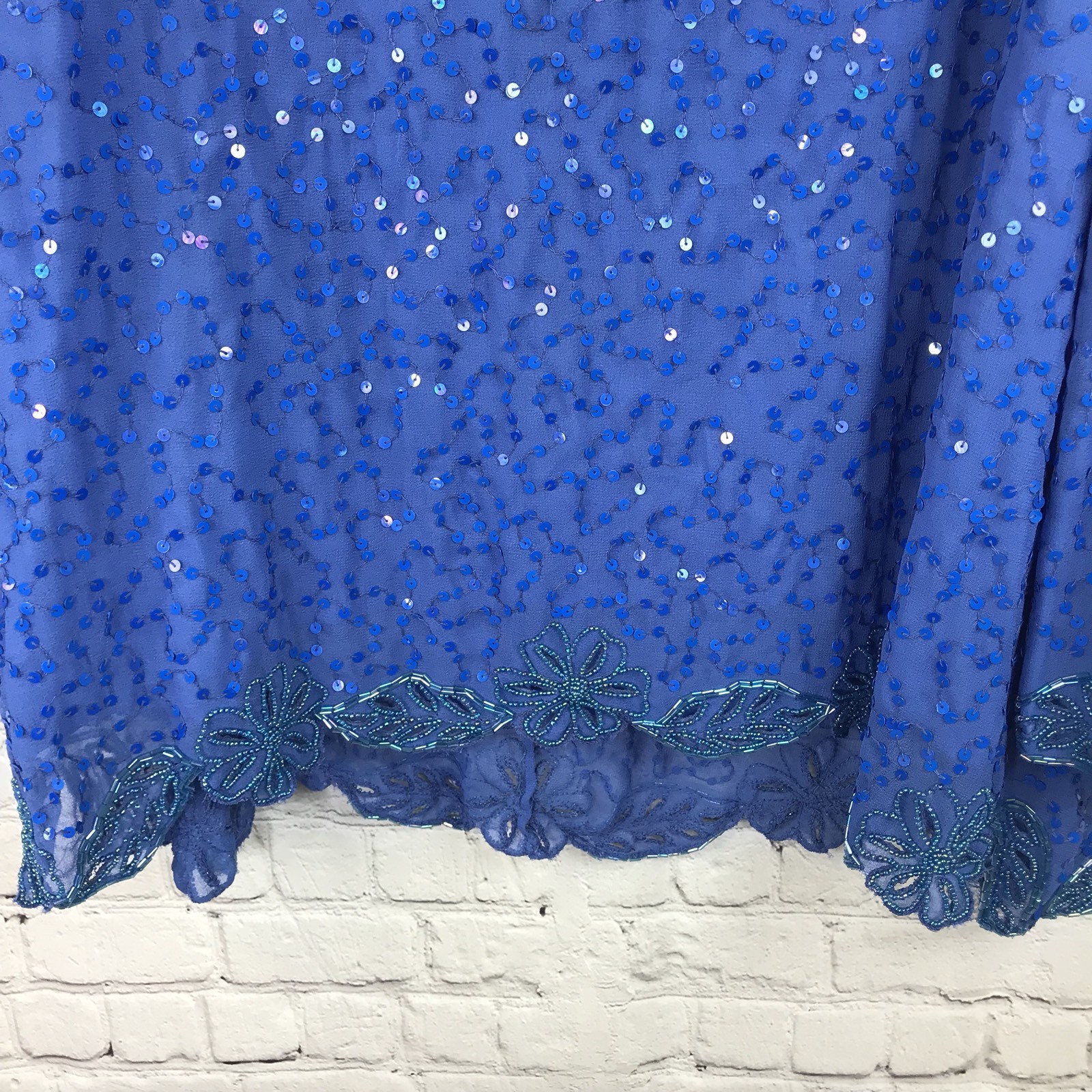 Amoureuse Womens Periwinkle Blue 2 piece Skirt Suit Beaded Sequins Top Party NWT