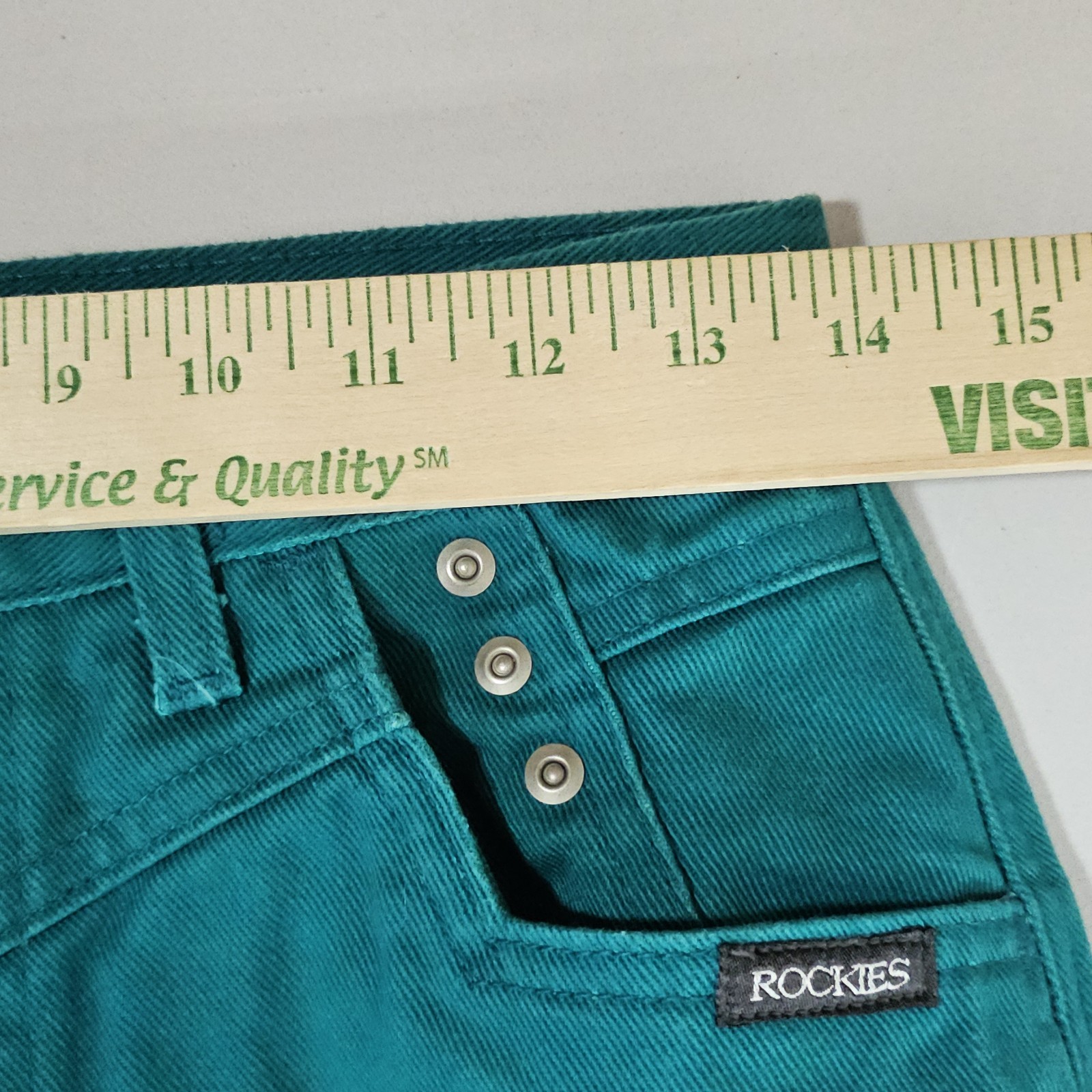 Vtg Rockies Rocky Mountain Greenish Blue Jeans Sz 29/9 28×36.5 Western Cowgirl