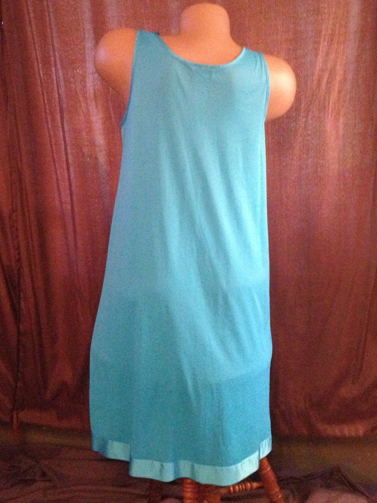 VTG VANITY FAIR ROBE & GOWN NYLON Chiffon RETRO BluePeignoir Sissy Négligée L68