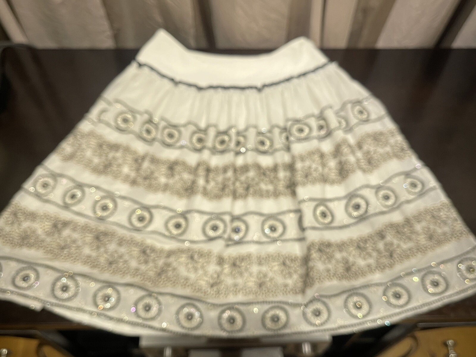 Vintage Anna Molinari Beaded Embroidered Silk And Lace Skirt US 6 IT 38 Pristine