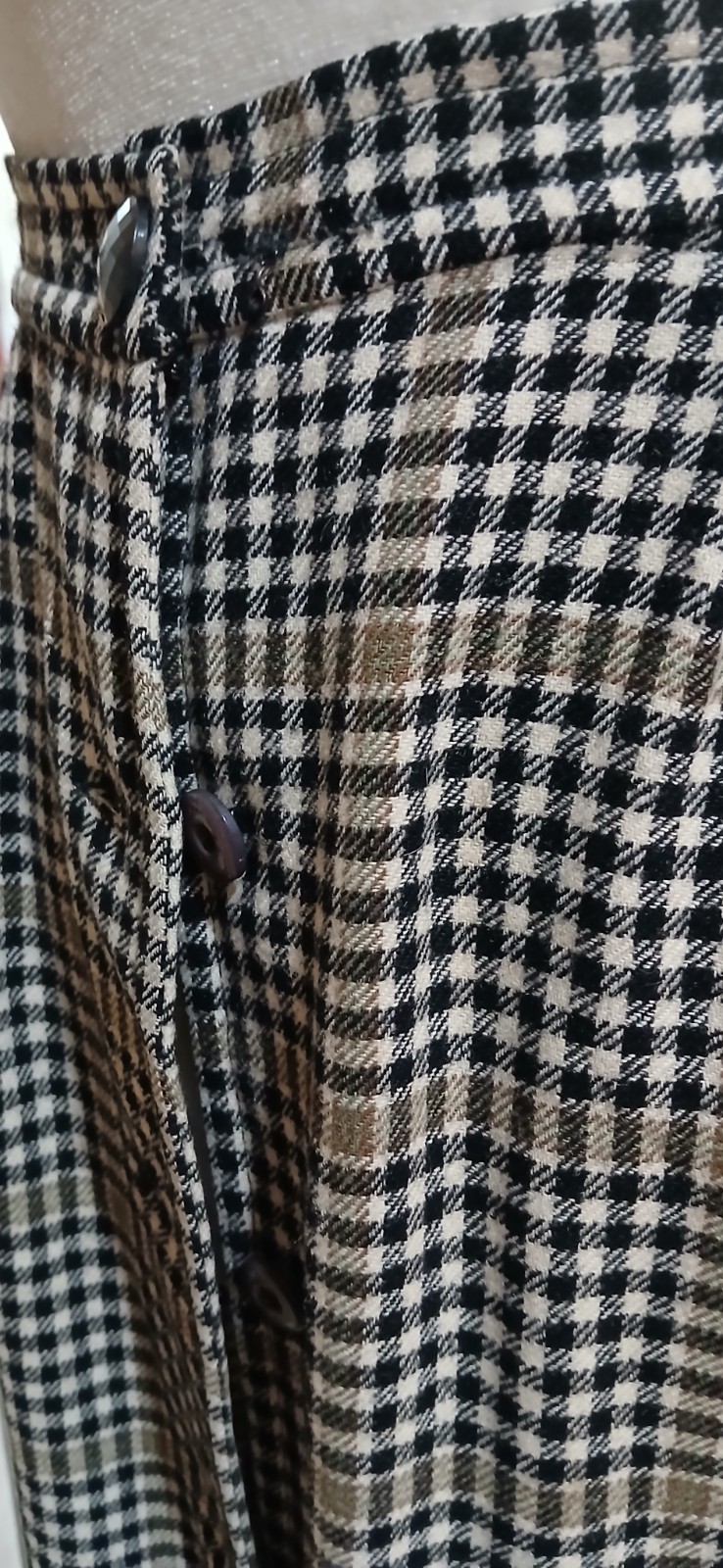 Vtg 1980s Pendleton Plaid All Wool Fitted Buttoned Front Maxi Skirt S
