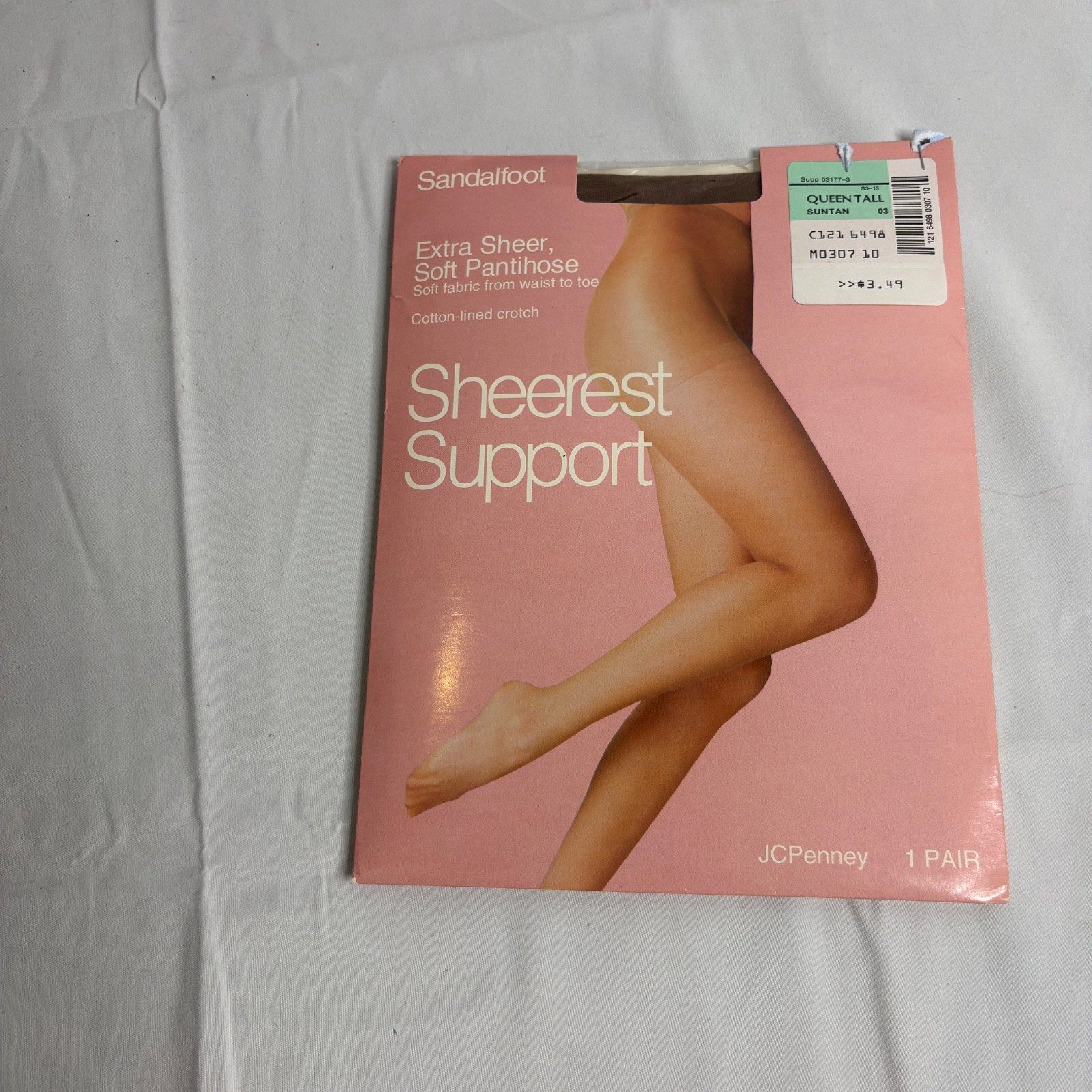 Vtg JC Penney Sandalfoot Extra Sheer Support Queen Tall Suntan 03 Pantyhose