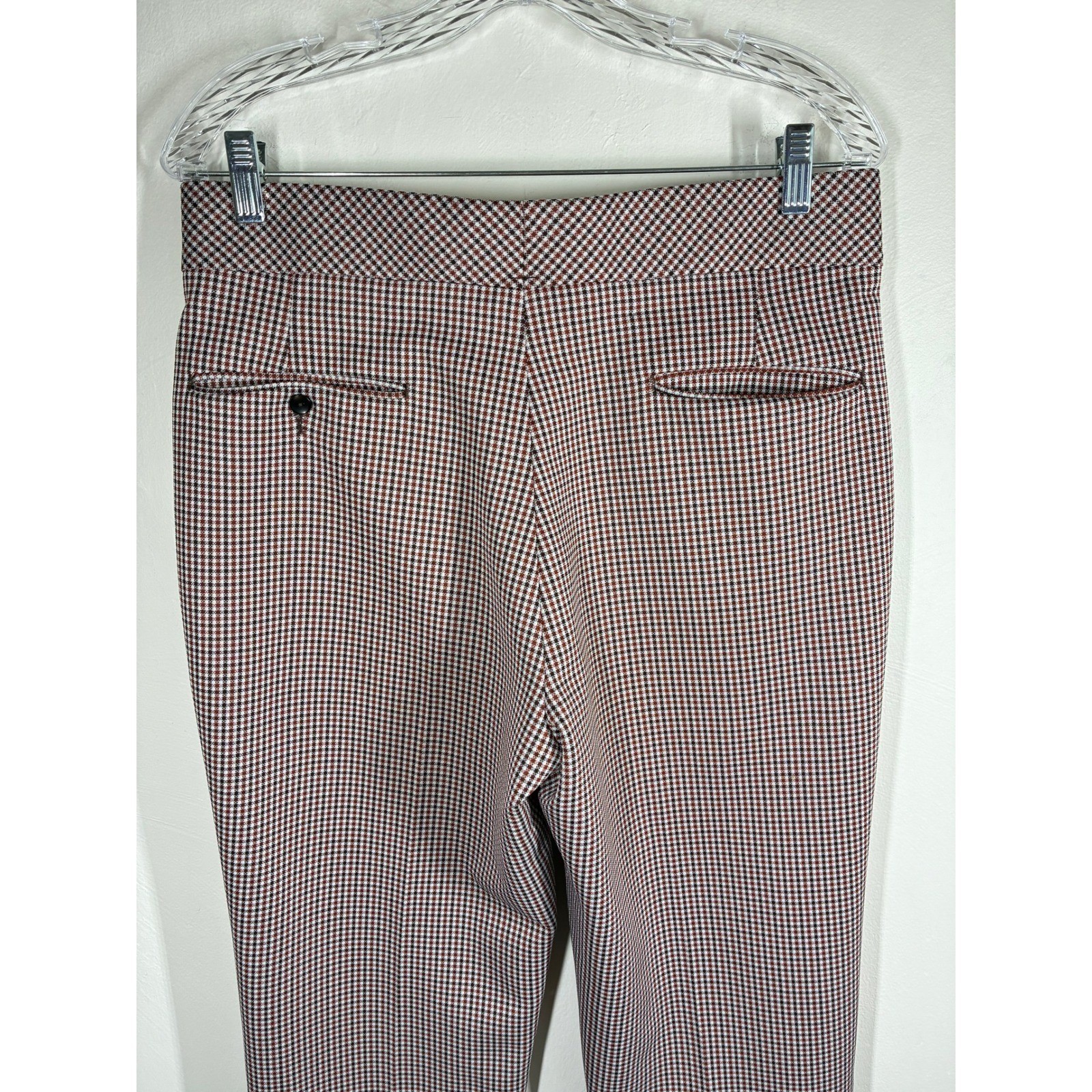 Vintage 70s Brown Plaid Bell Bottoms 31.5 x 28.75 Flare Leg Trousers Mod Groovy