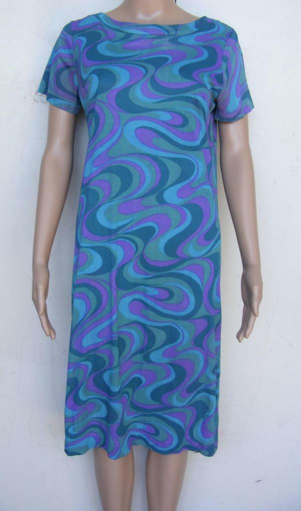 Genuine 1960’s 70s Dress Psychedelic Groovy Mod Swirls Arnel Triacetate M USA