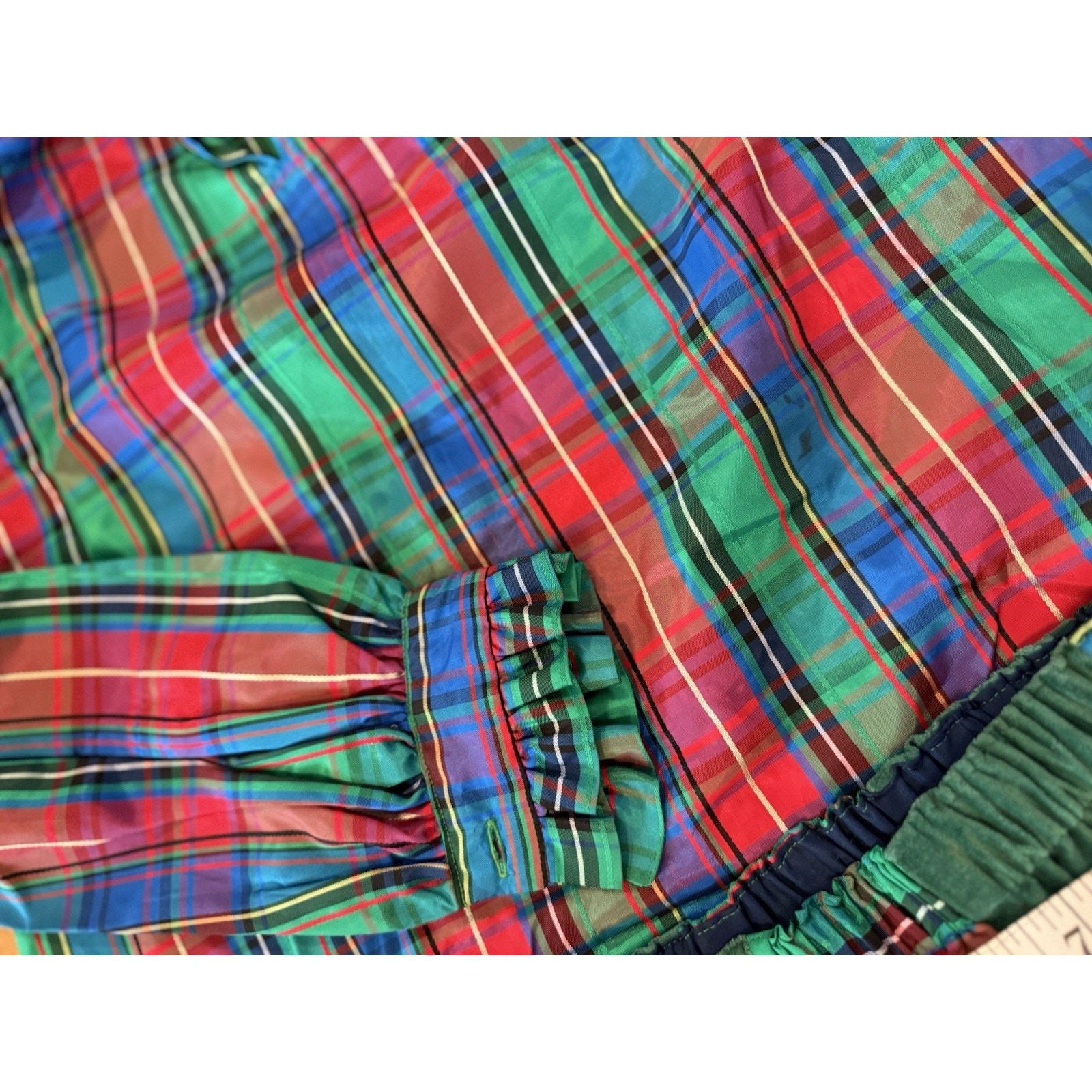 VTG 70’s Patchwork Plaid Christmas Midi Skirt Blouse Matching Set S preppy