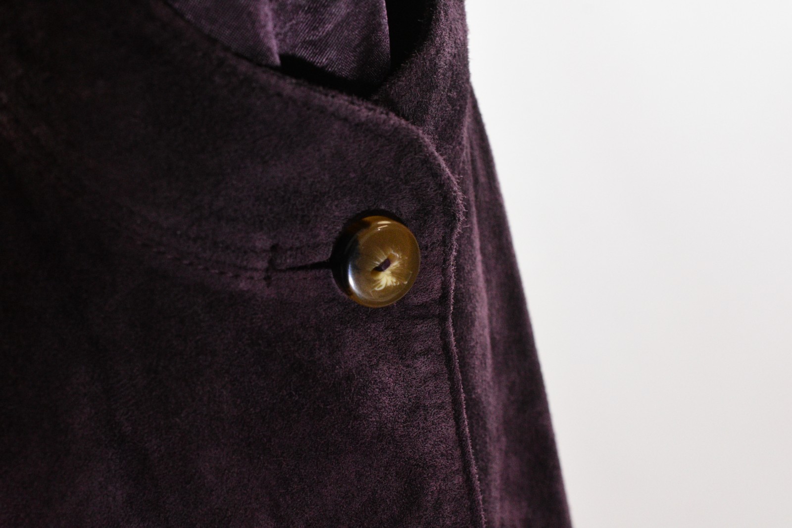 90s Vintage Purple Suede Leather Jacket Womens 10 Band Collar Utility Barn Coat