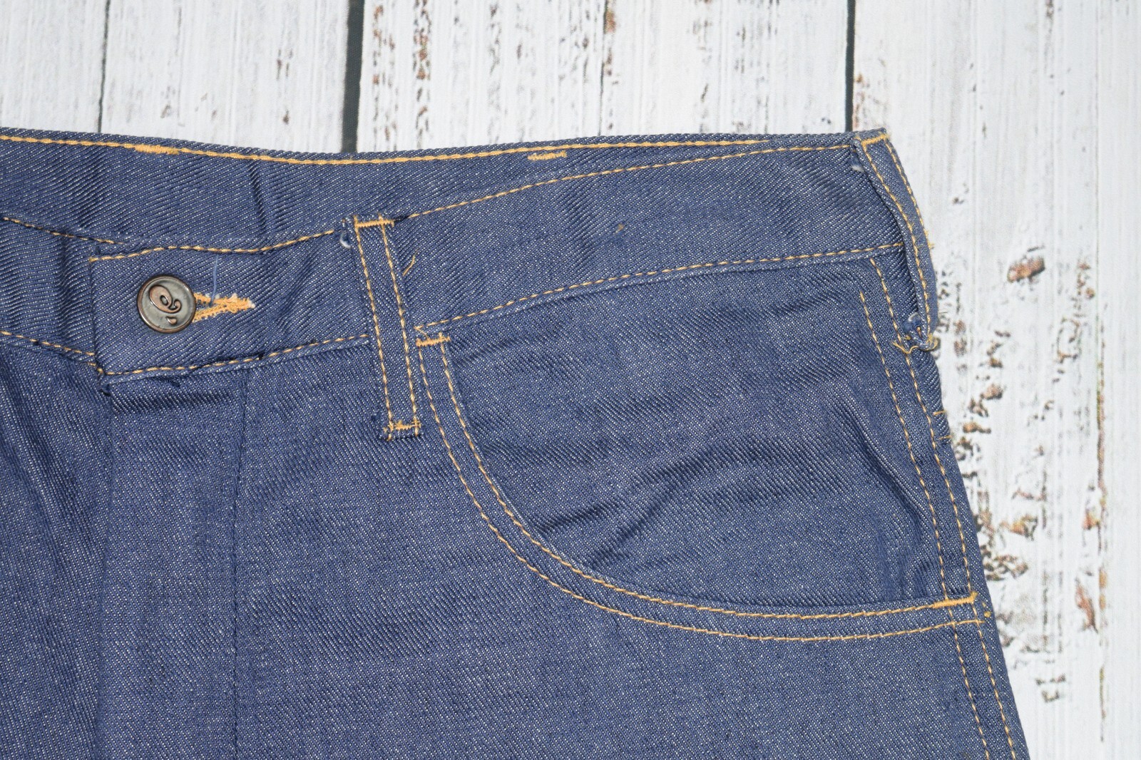 VTG 50s 60s SANFORIZED DENIM CUT OFF Jean Shorts 34″ Waist HONG KONG PIN UP RAW