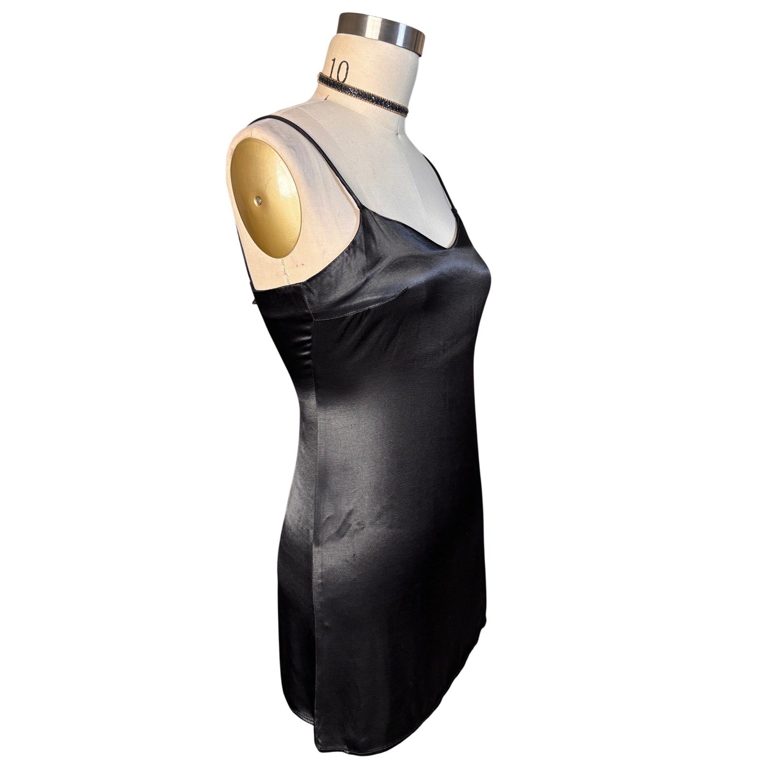 Vintage Byer Too! California Slip Dress Satin Mini Spaghetti Strap XS Black