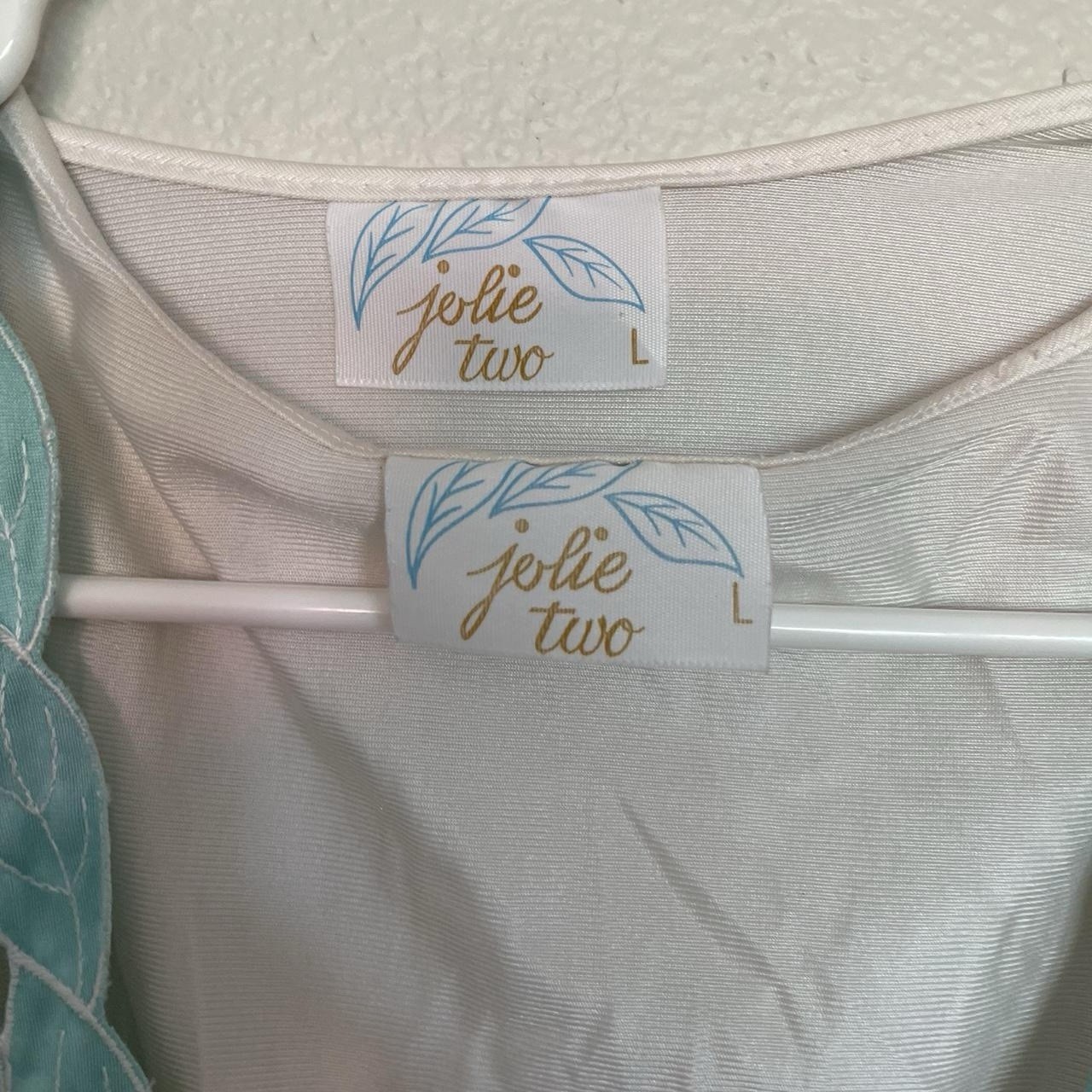Vintage Maxi White Satin Night Gown And Robe With Blue Leaf Starps Jolie Two
