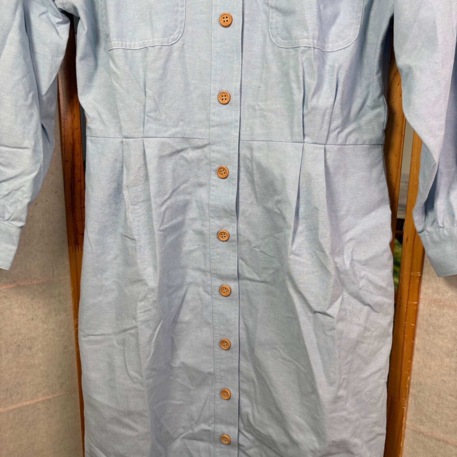 Brownstone Studio Vintage Denim Button Front Long Sleeve Shirt Dress Size 14 USA
