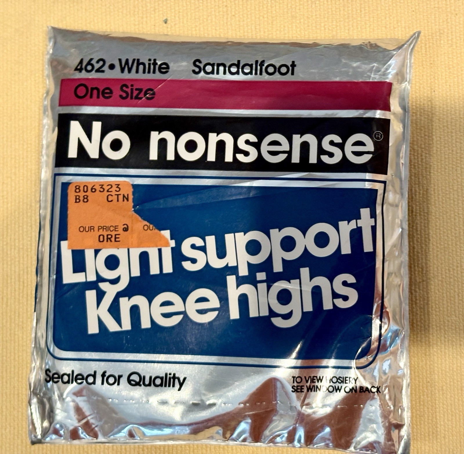 No Nonsense Light Support Knee Highs White Sandalfoot One Size Never Opened Pack
