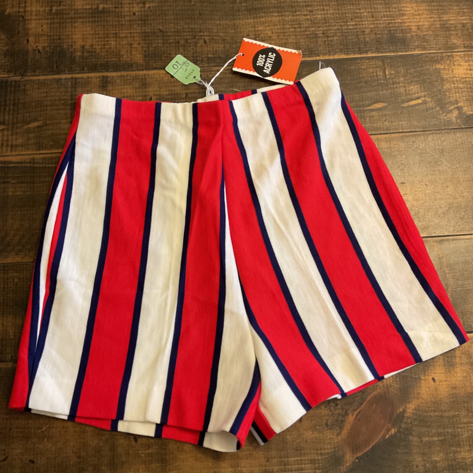 vintage 1950s 1960s 1970s Patriotic Striped Shorts Summer Beach Retro Red White