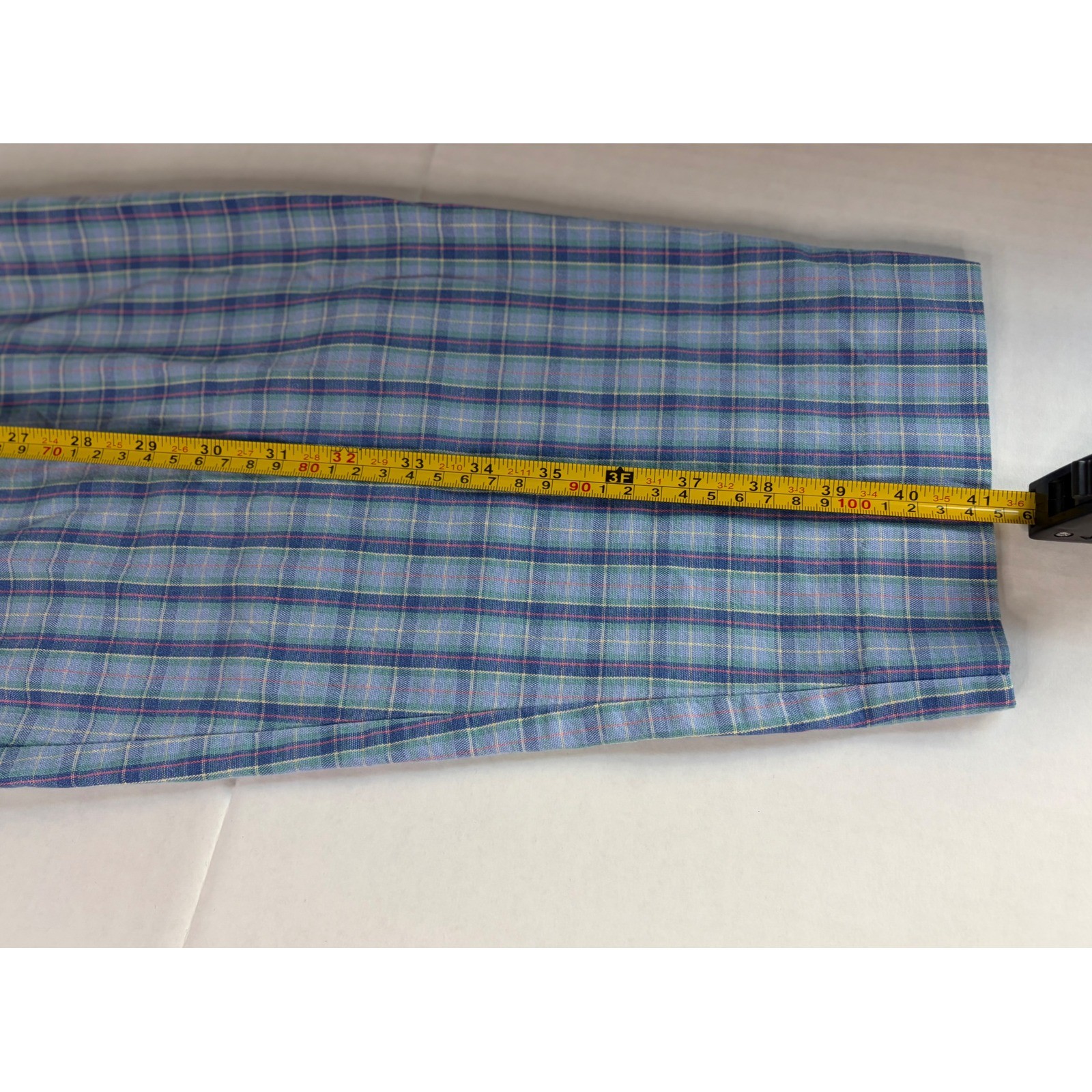 David Brooks Vintage Plaid Pleated Pants Blue Green High Waist Tapered Size 12