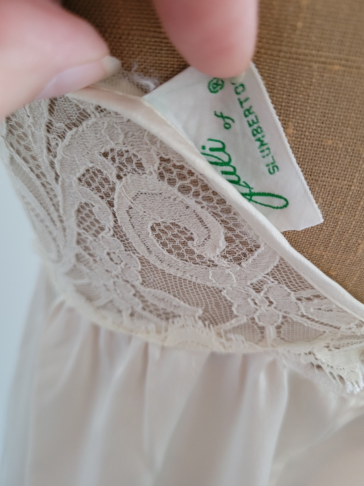 Vintage Juli of Slumbertogs Ivory Nightgown w Lace L Large Made In USA