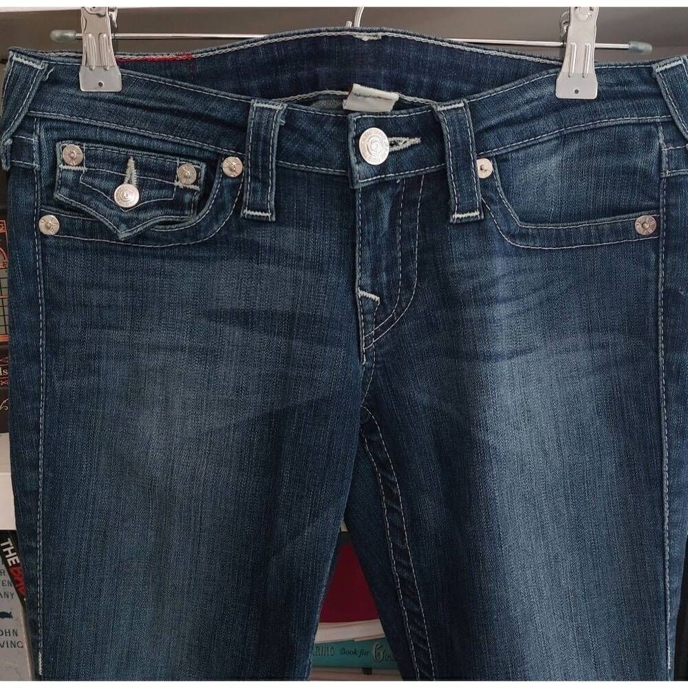 True Religion Slim Straight Back Flap Jeans Island Song Wash size 27