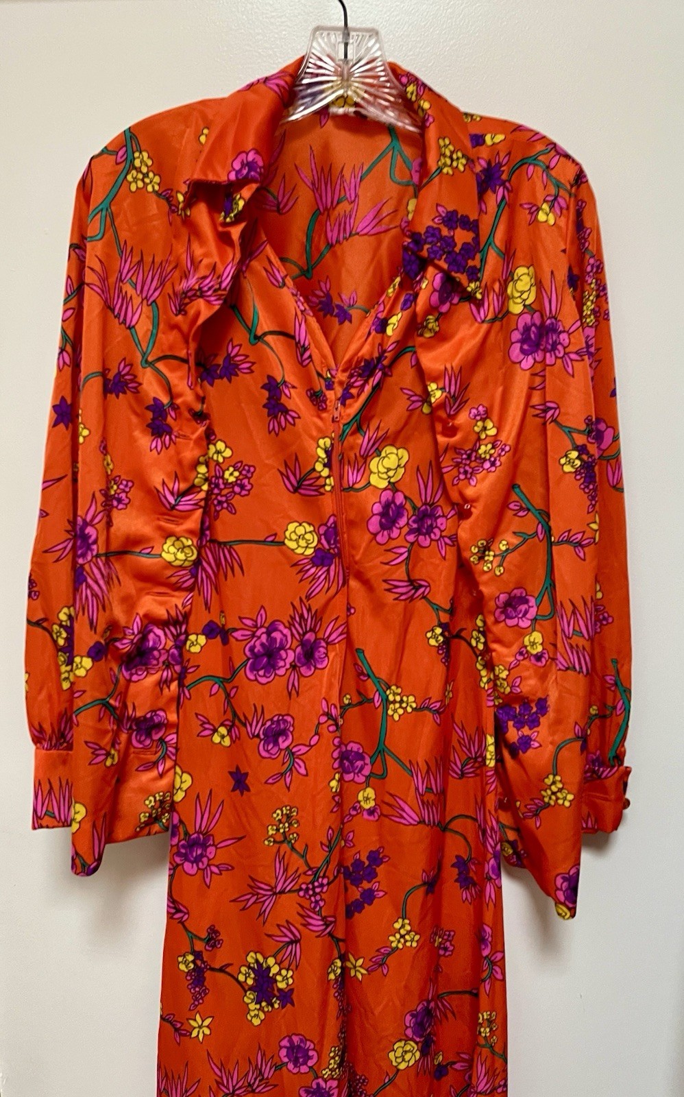 Vintage The Kollection 2 Pc Dress & Jacket Poly 1960-1970’s SZ Small Orange