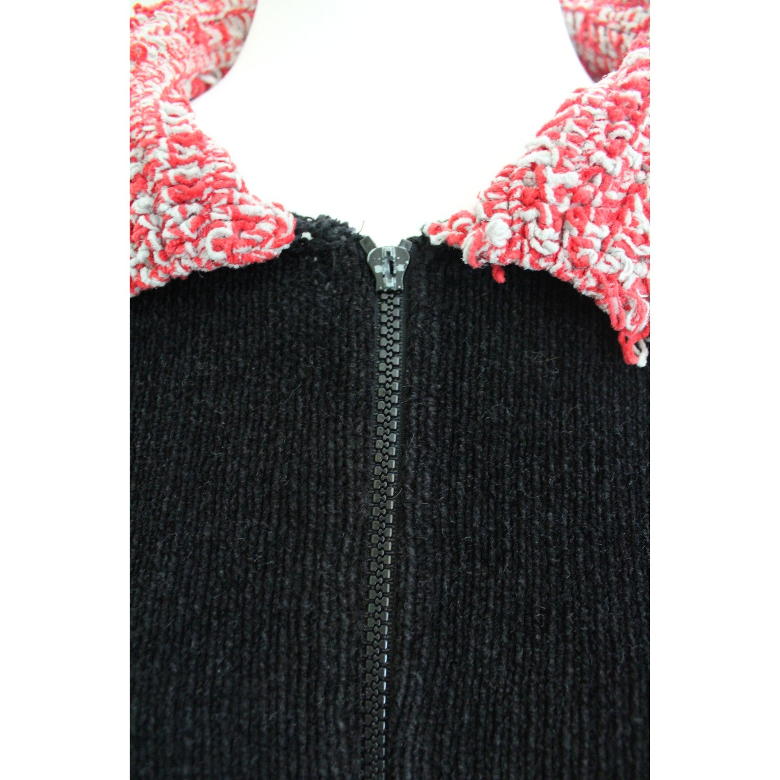 VTG Belle Pointe Ohio State Buckeyes Zip Chenille Sweater Black Red XL