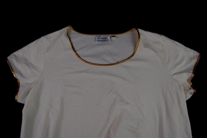 Vintage Linea by Louis Dell’Olio Women’s 2X Cream Gold Trim Short Sleeve Top