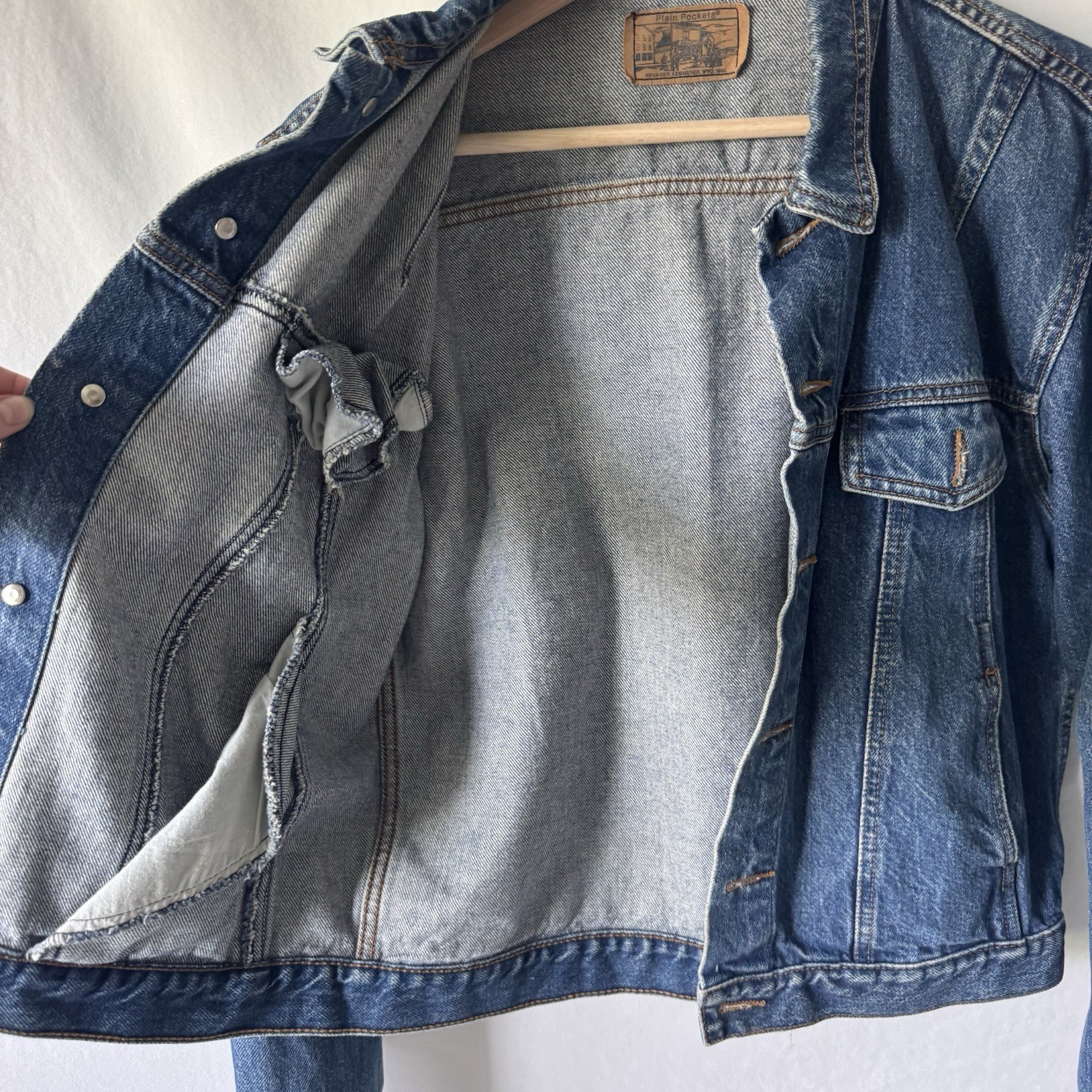 Vintage 80s Denim Jacket With White Fringe by Plain Pockets