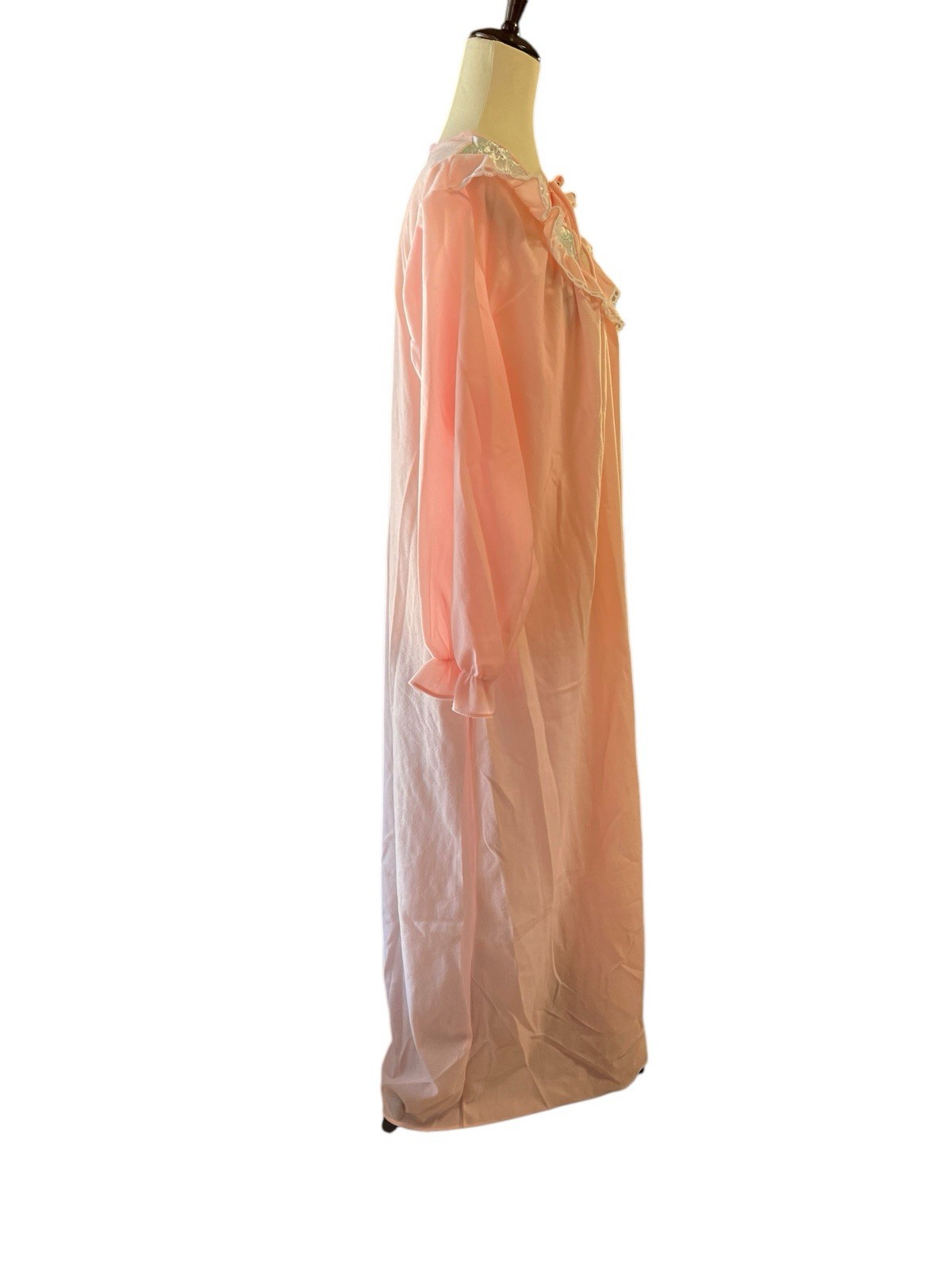 Vintage Stardust Pink Nightgown Large South West Embroidery Lace Long Sleeve New