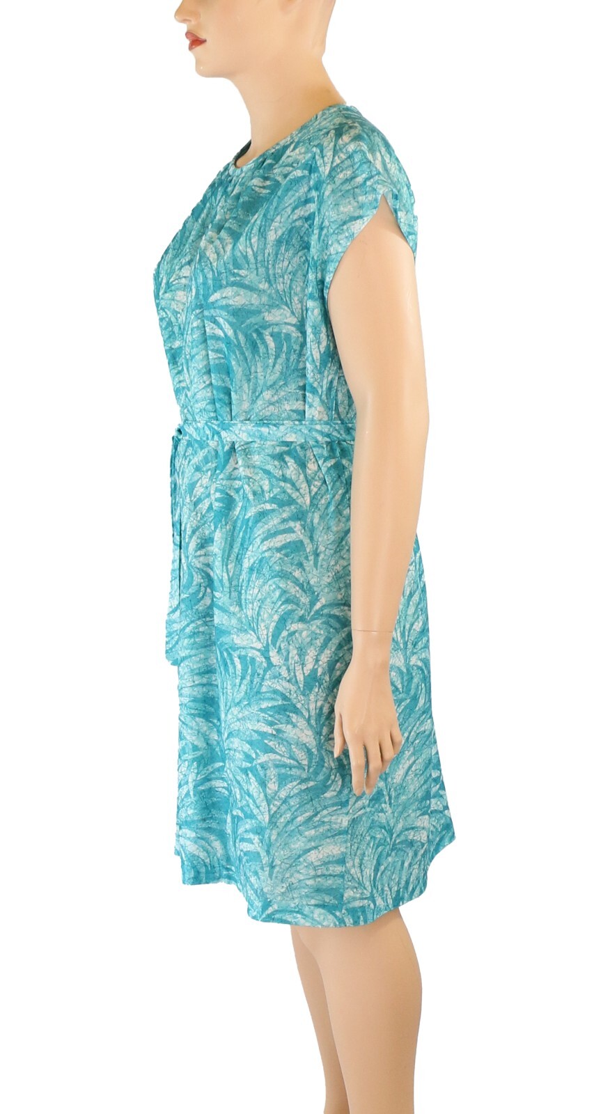 CB New York Vintage 60s 70s Blue Print Belted Shift Day Dress sz 20
