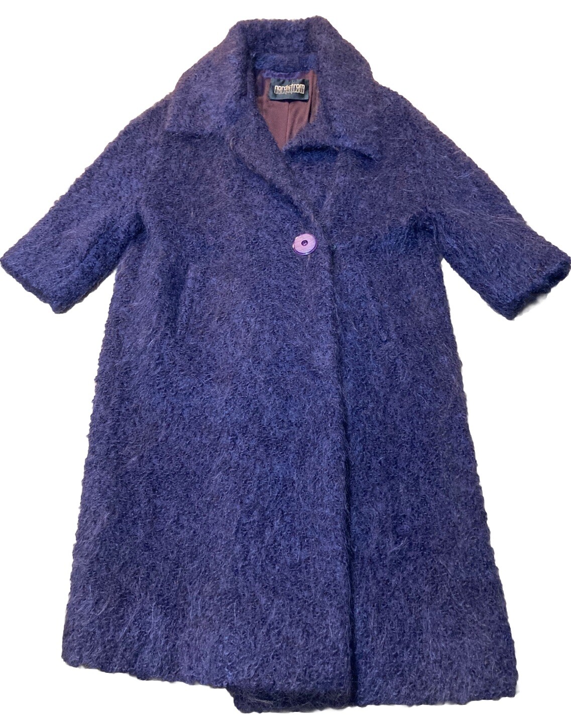 Vntg 1960’s Monte Sano Pruzan Mohair Cocoon Coat Nordstrom Plum Purple Wool M L
