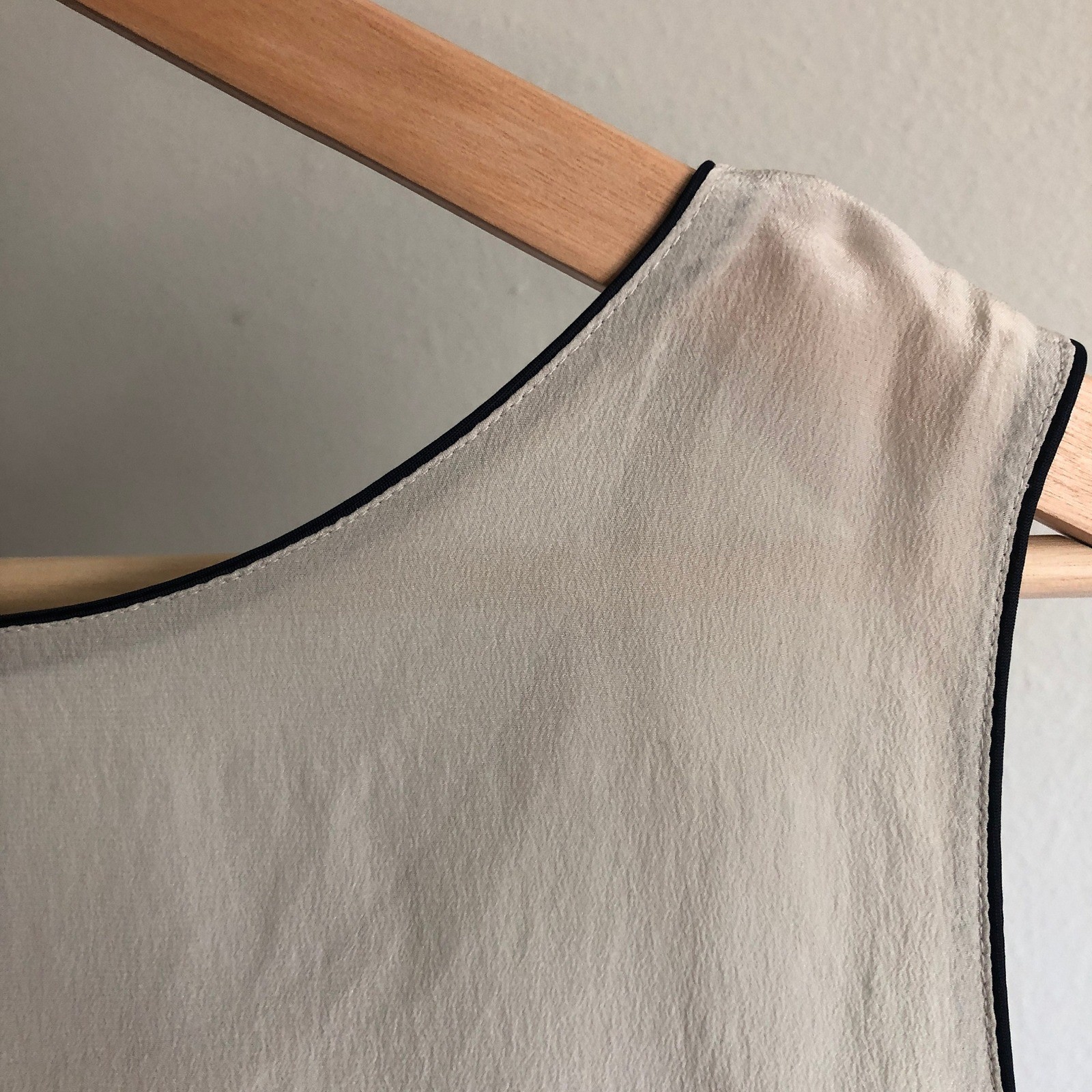 Vintage Semisheer Creme Silk Bogari Signature Loose Tank Top / White Blouse