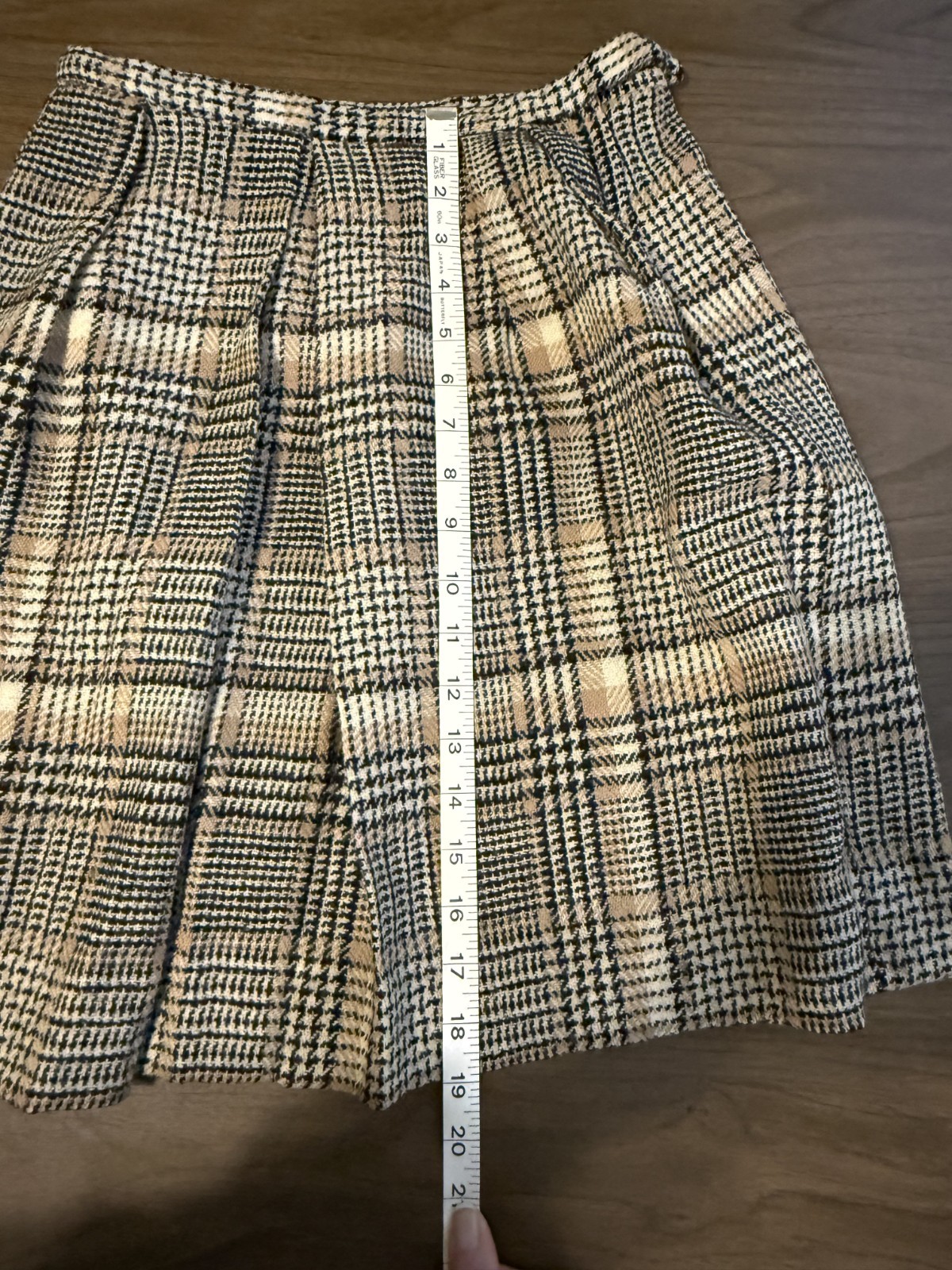 Vintage Black/Brown/Beige Plaid Wool/Blend Sportempos Skirt