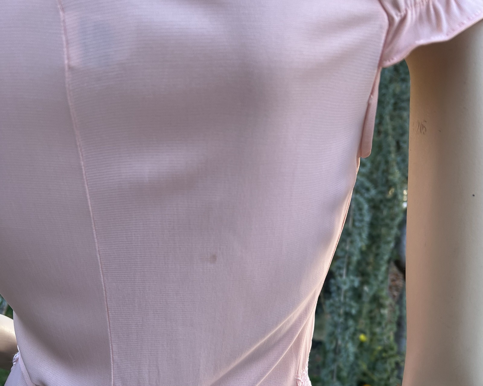 VINTAGE 1940’s SEARS CHARMODE PEACH RAYON JERSEY SMOCKED NIGHTGOWN