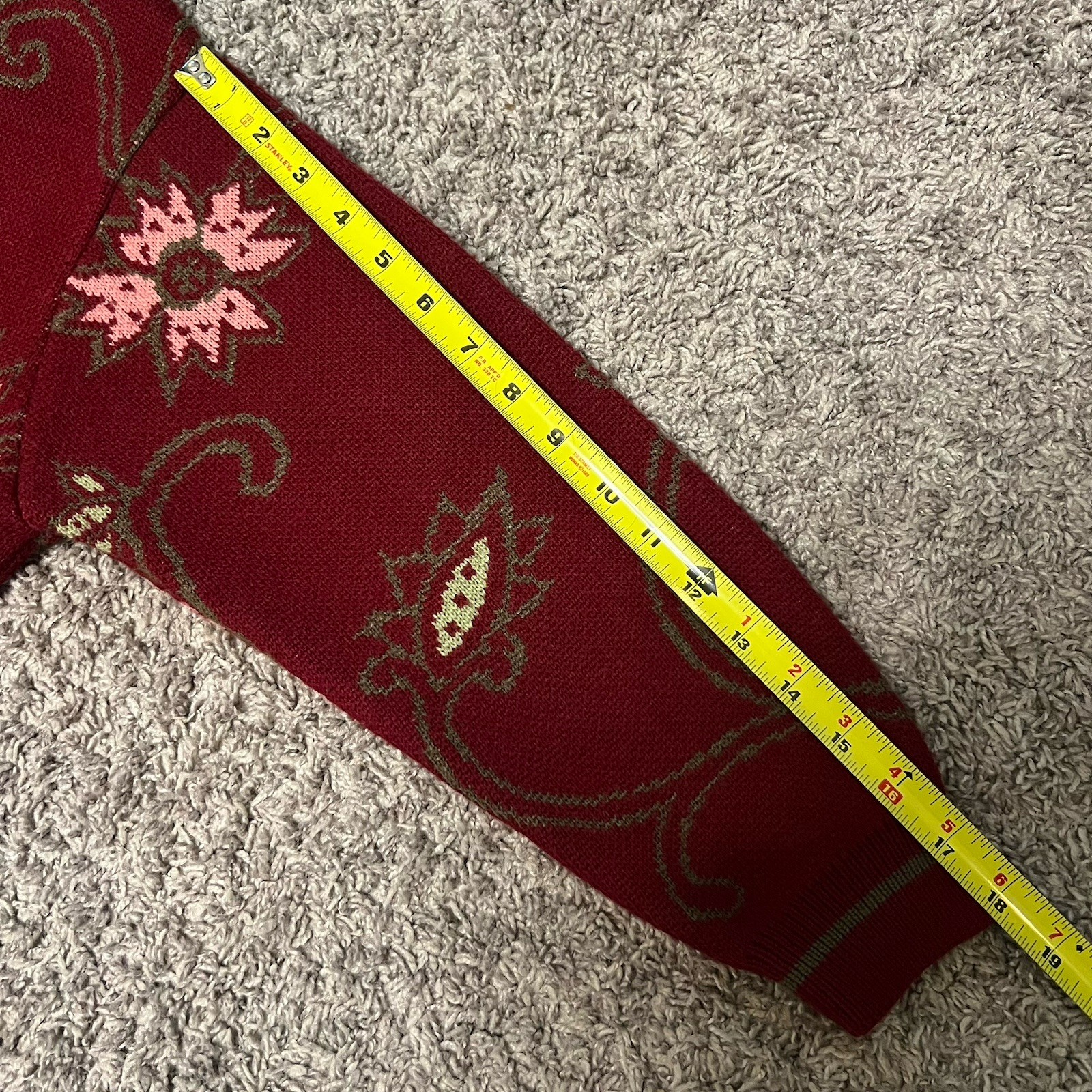Vintage United Colors Of Benetton Wool Burgundy Pink Floral