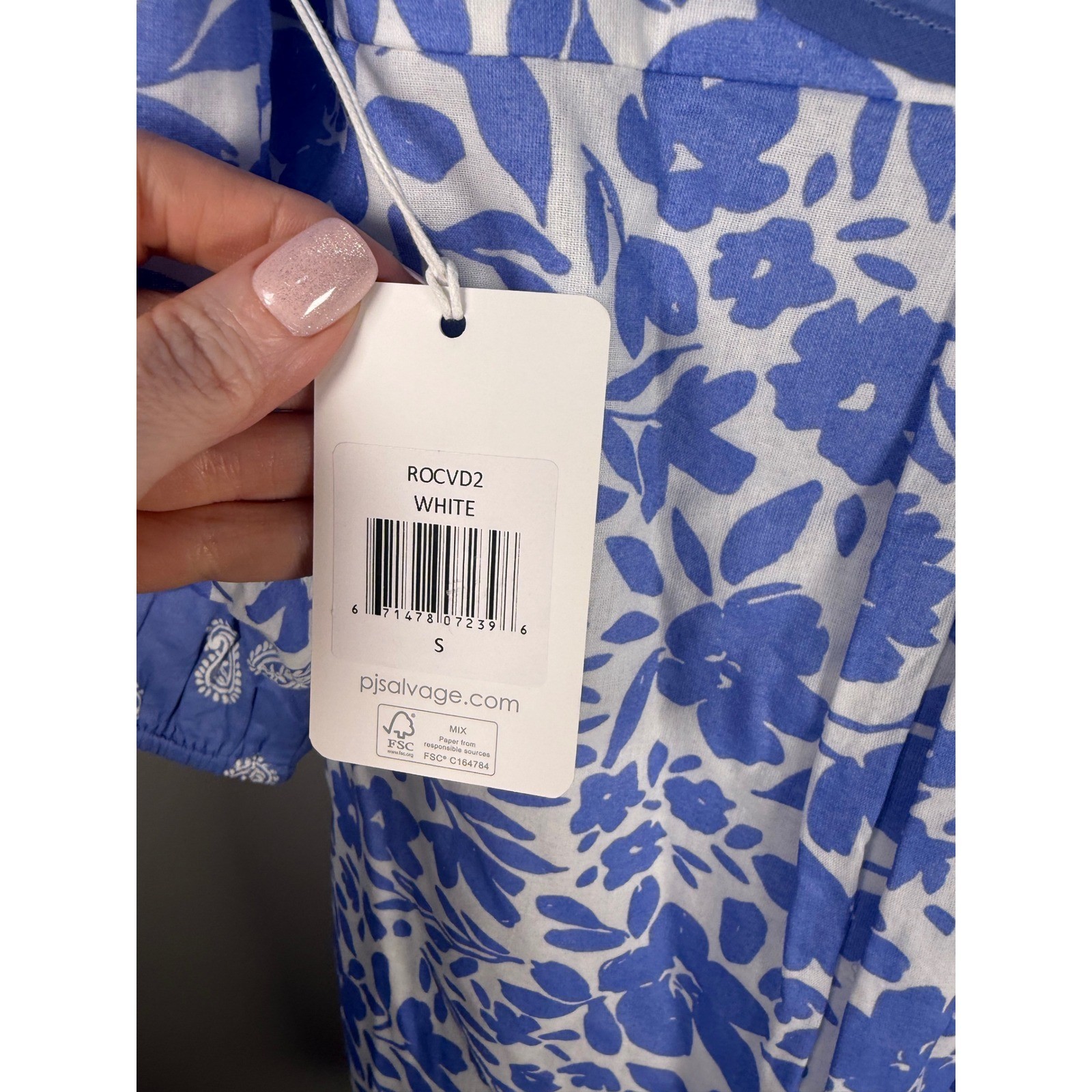 PJ Salvage Cotton Voile Floral Dress Blue White Cottagecore Boho Resort