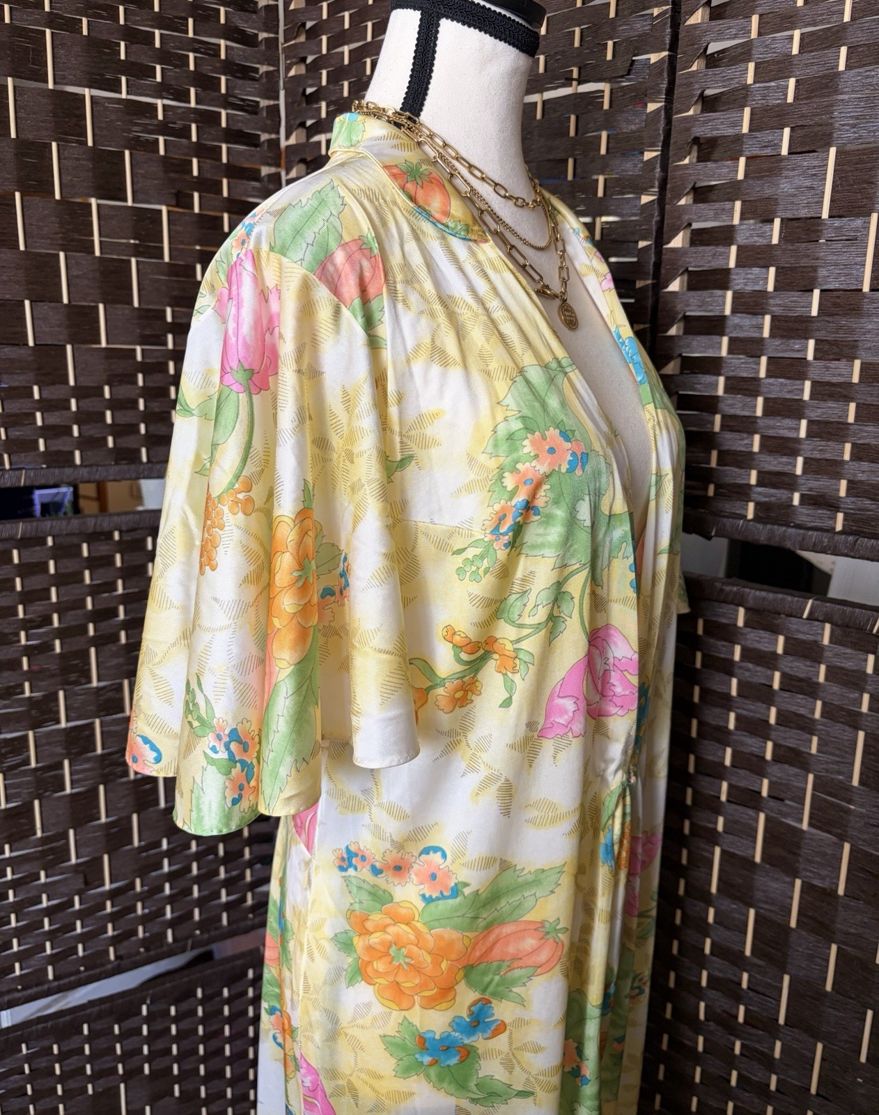 Vintage 70s Vanity Fair Jumpsuit Romper Women’s L/XL Nylon Wide-Leg Yellow