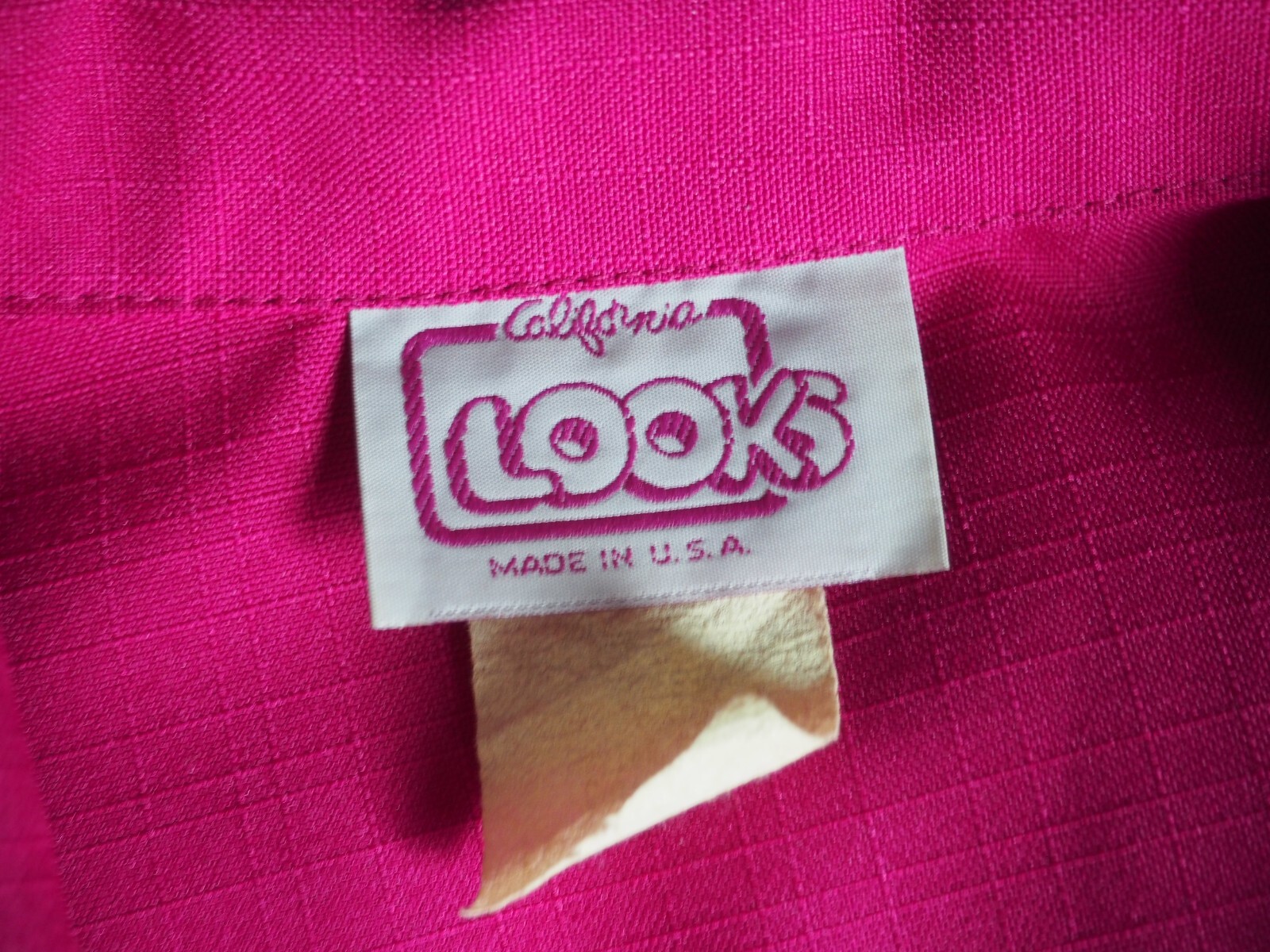 VTG 80s Fuchsia Pink Button Belted Preppy Party Dress Shoulder Pads 3/4 Sleeve M