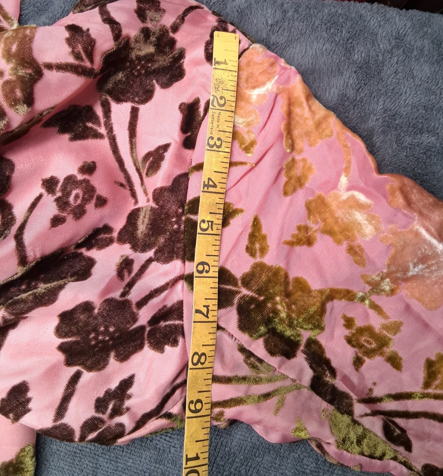 Vintage 1970s Pink And Velvet Green Dress