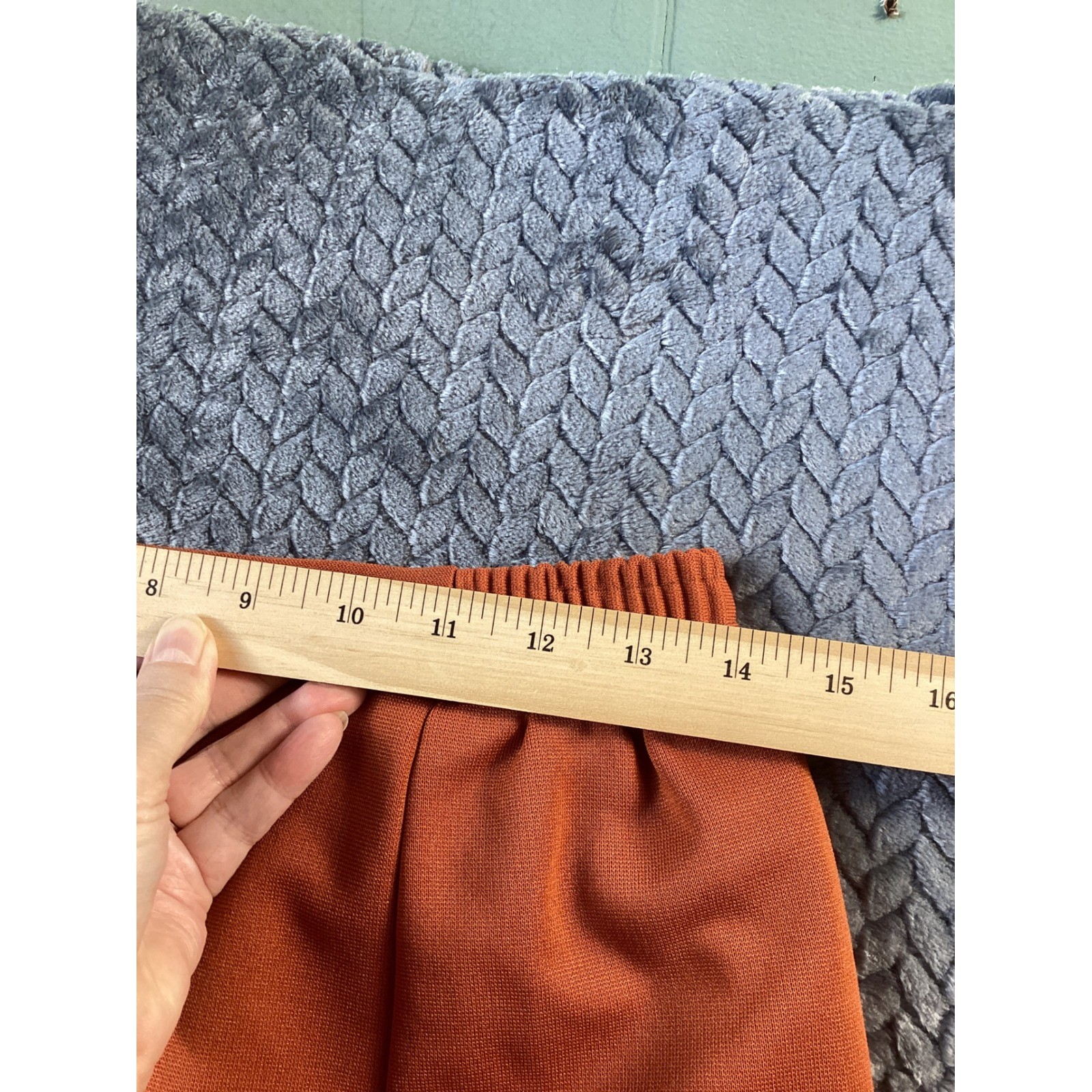 Vintage Sears Burnt Orange Double Knit A-Line Midi Skirt Elastic Waist 16