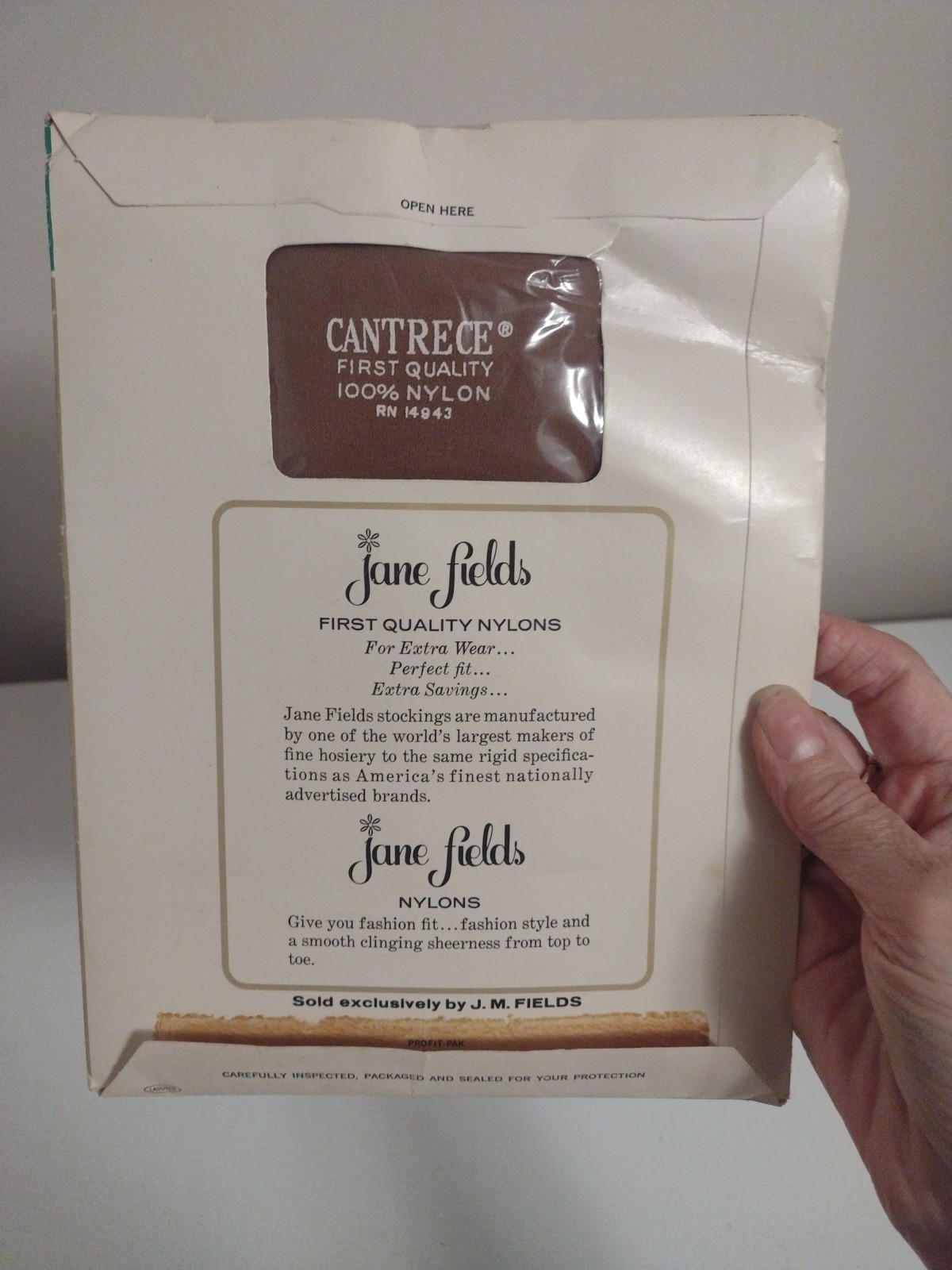 Vtg 1950s-60s Jane Fields Cantrese Seamless Nylons Stockings Spice 11 1/2-12