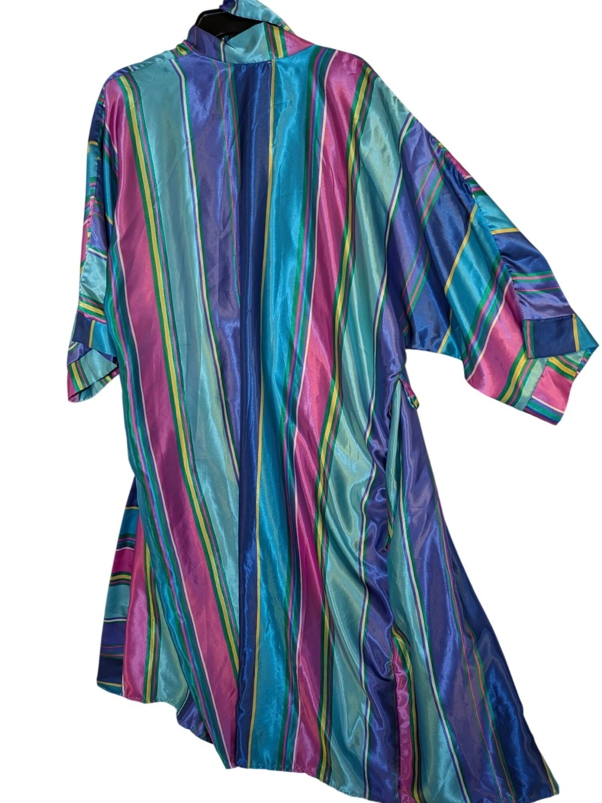 Vintage Copacabana Striped Satin Robe With Belt Multicolor Size S